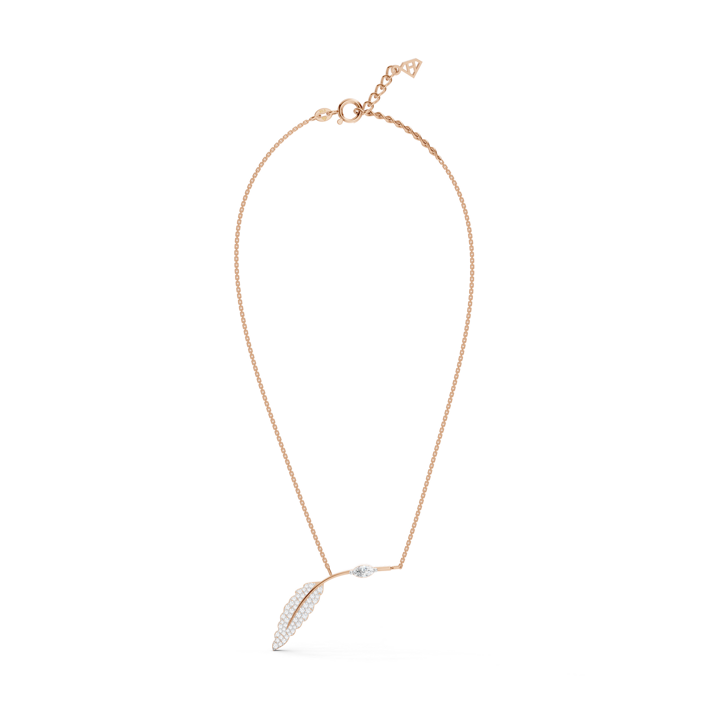 Collier Solitaire Marquise Feuillu