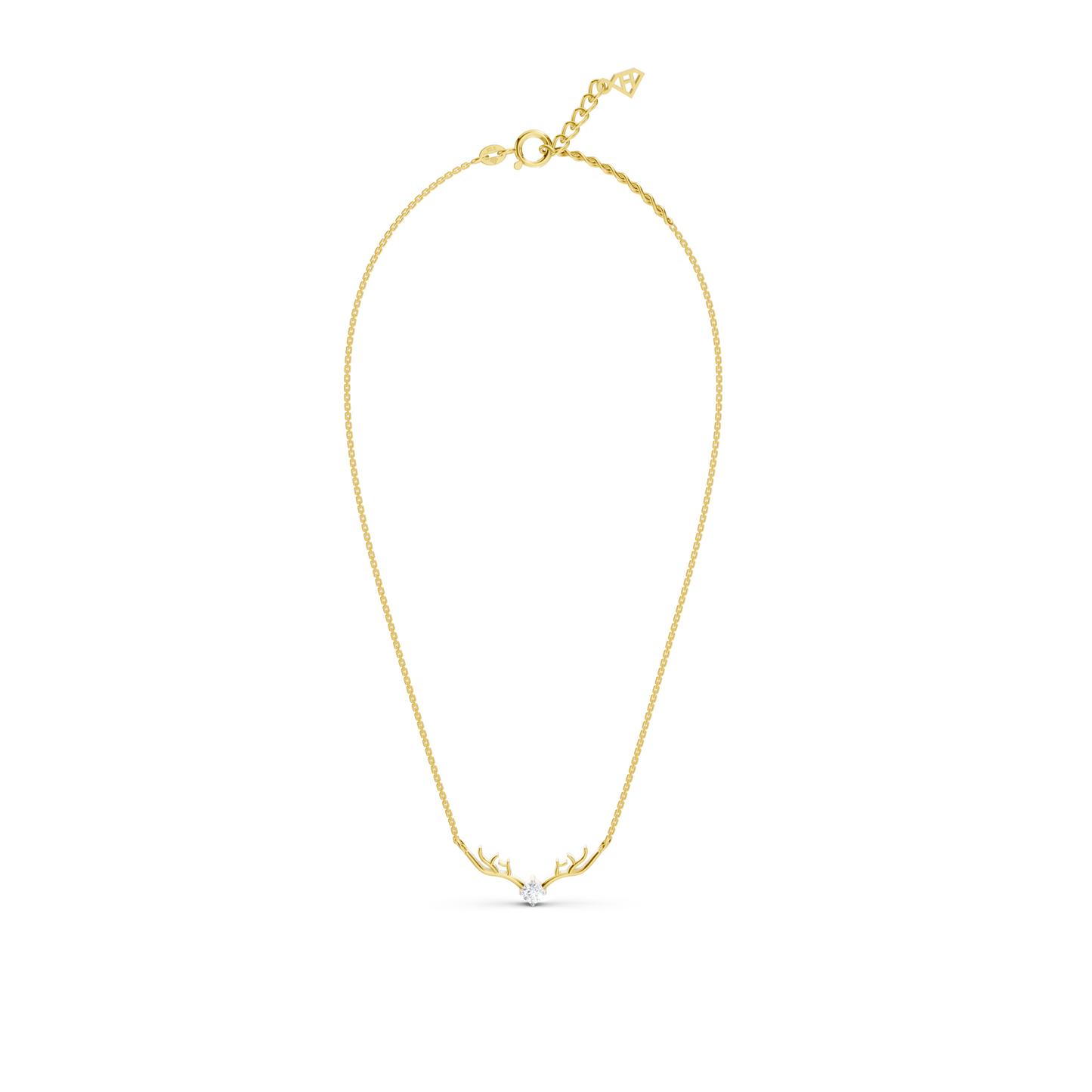Collier solitaire en bois de cerf