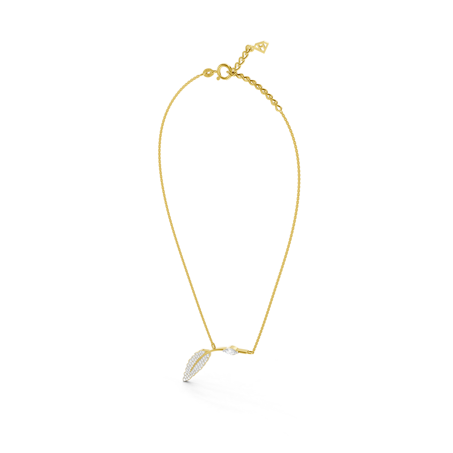 Collier Solitaire Marquise Feuillu