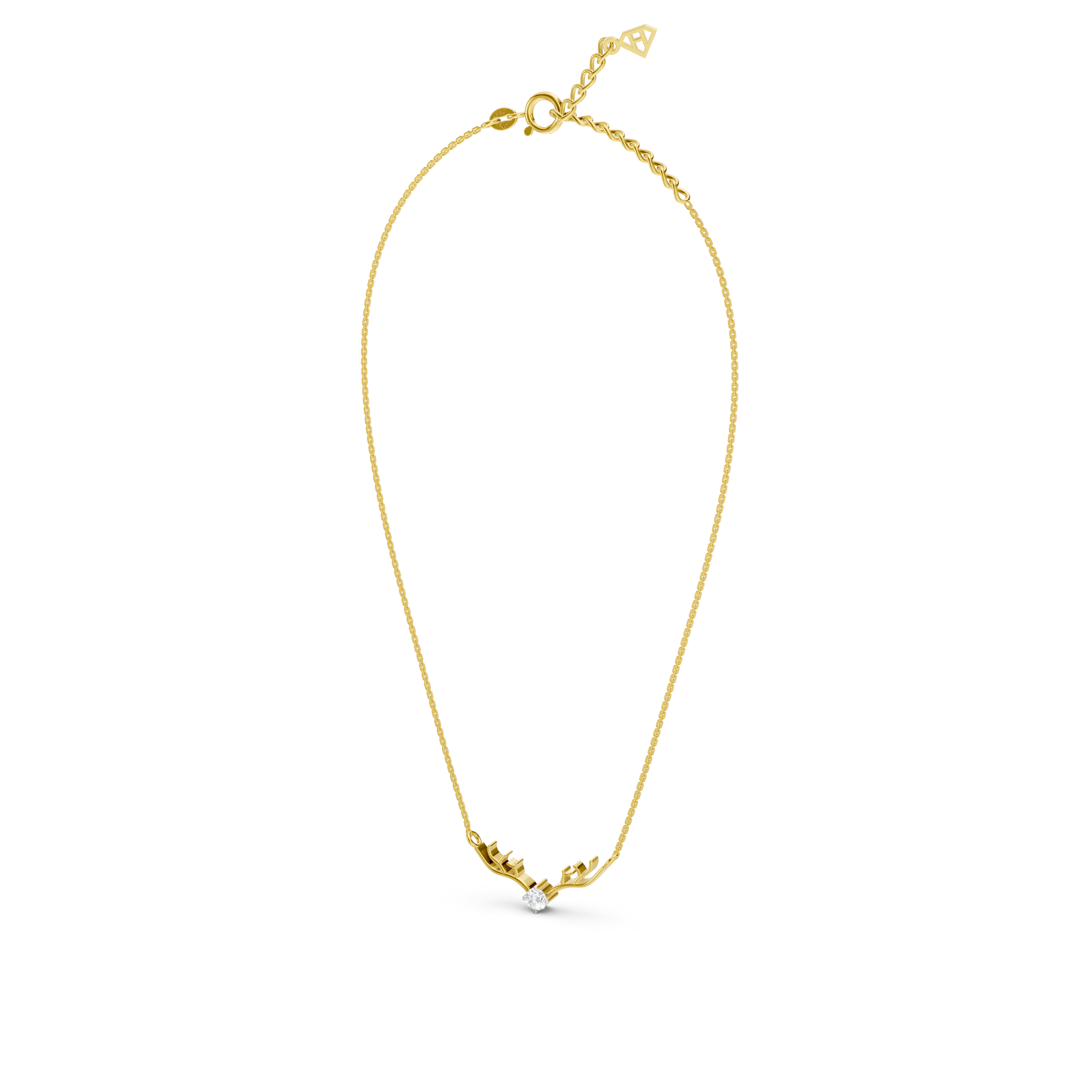 Collier solitaire en bois de cerf