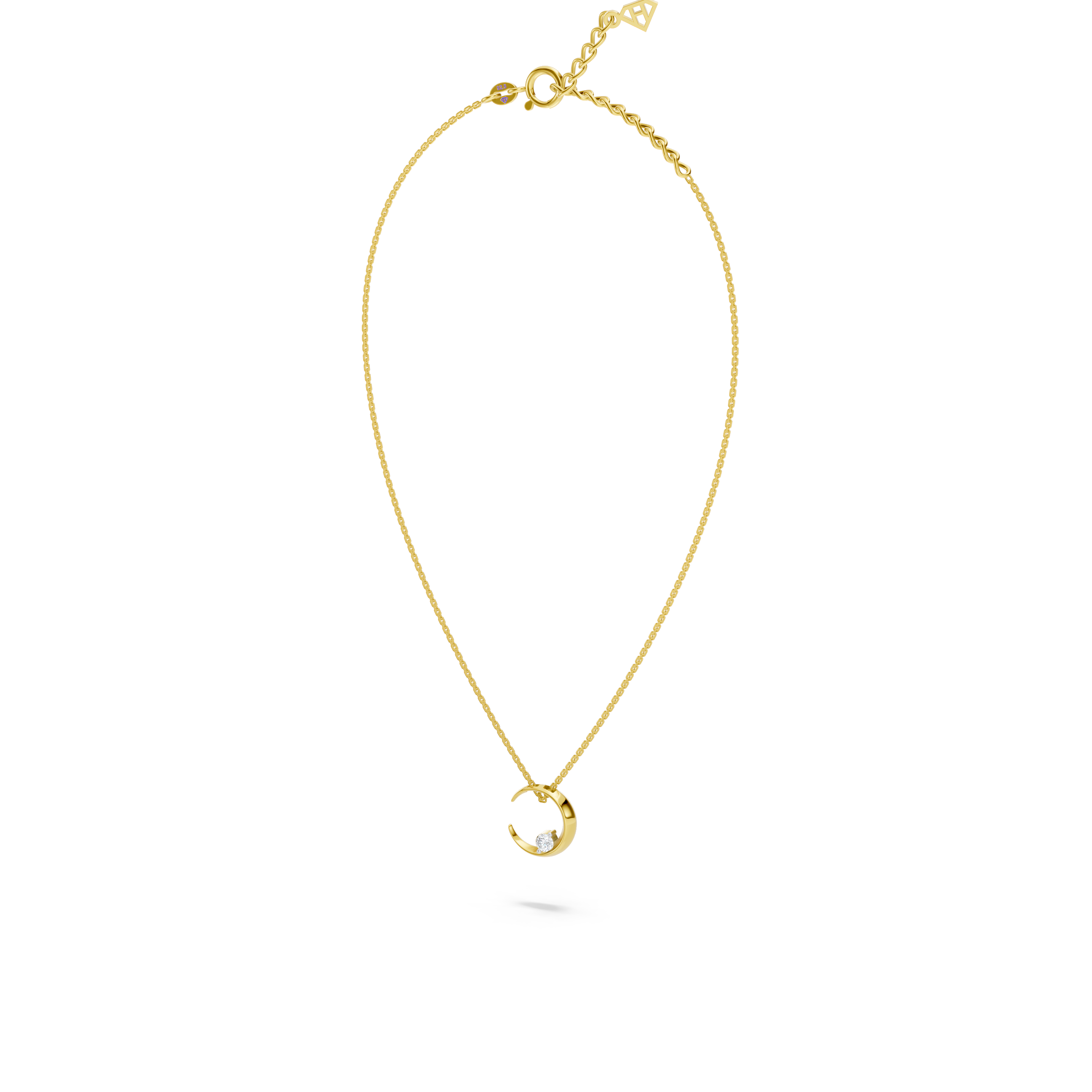 Solitaire Crescent Moon Necklace