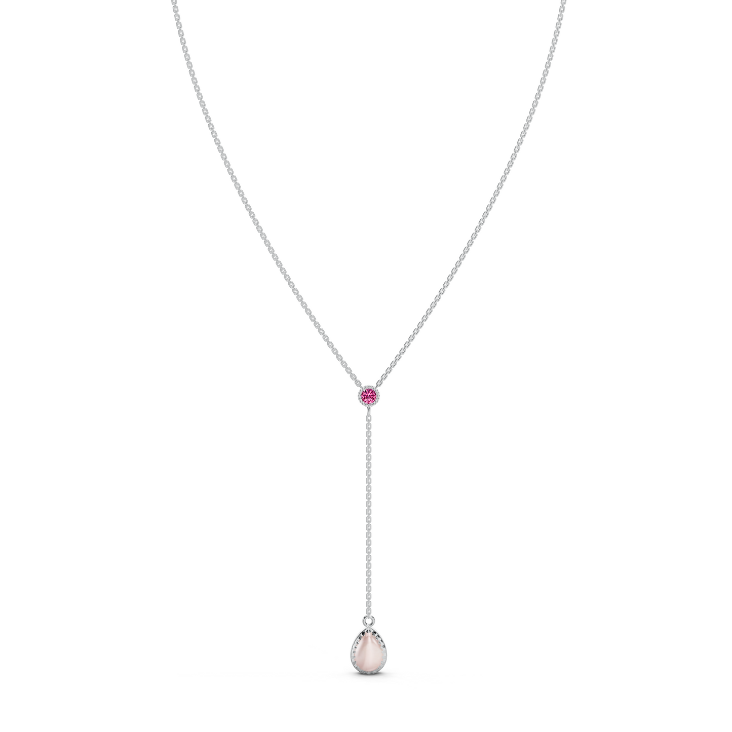 Opal Drop Pink Gemstone Necklace