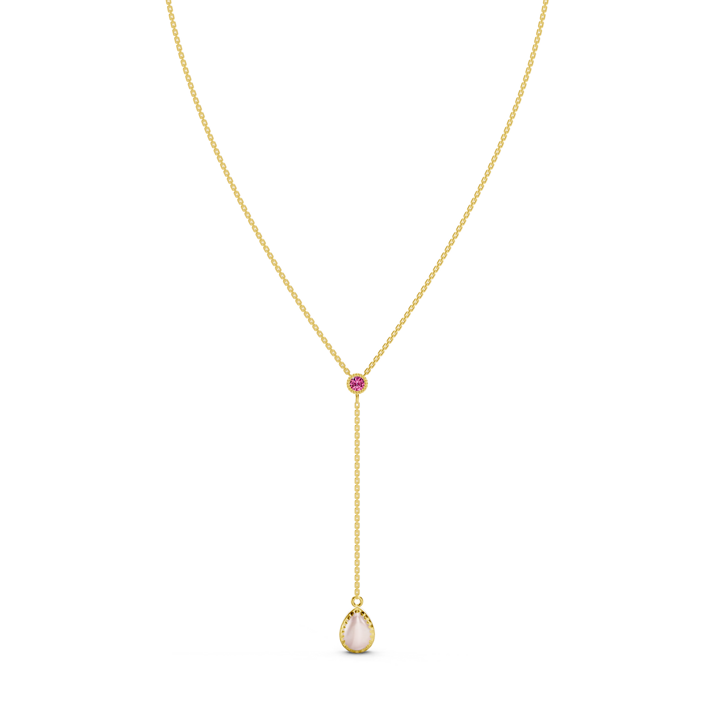 Opal Drop Pink Gemstone Necklace