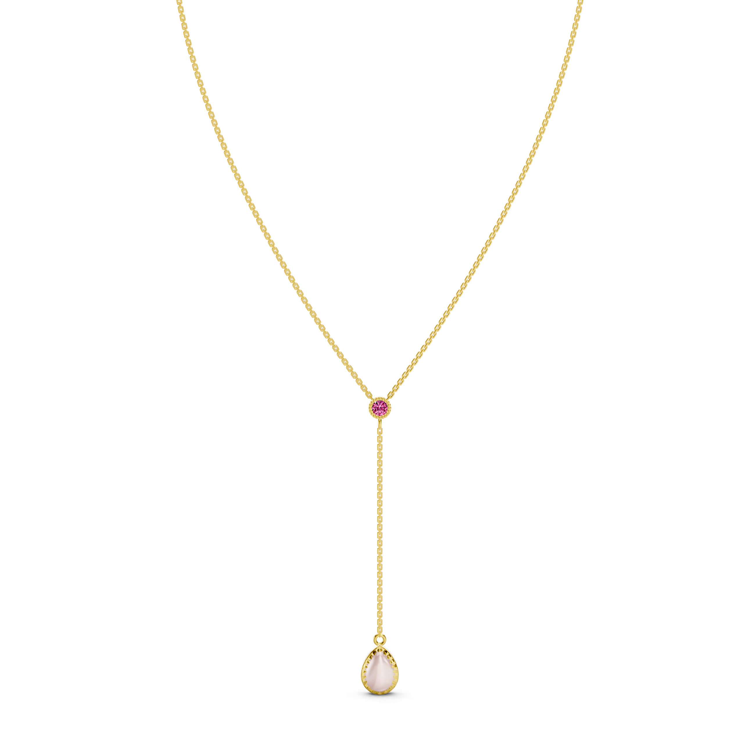 Opal Drop Pink Gemstone Necklace