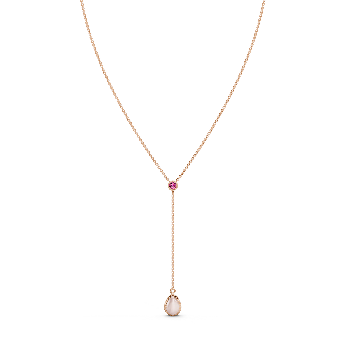 Opal Drop Pink Gemstone Necklace