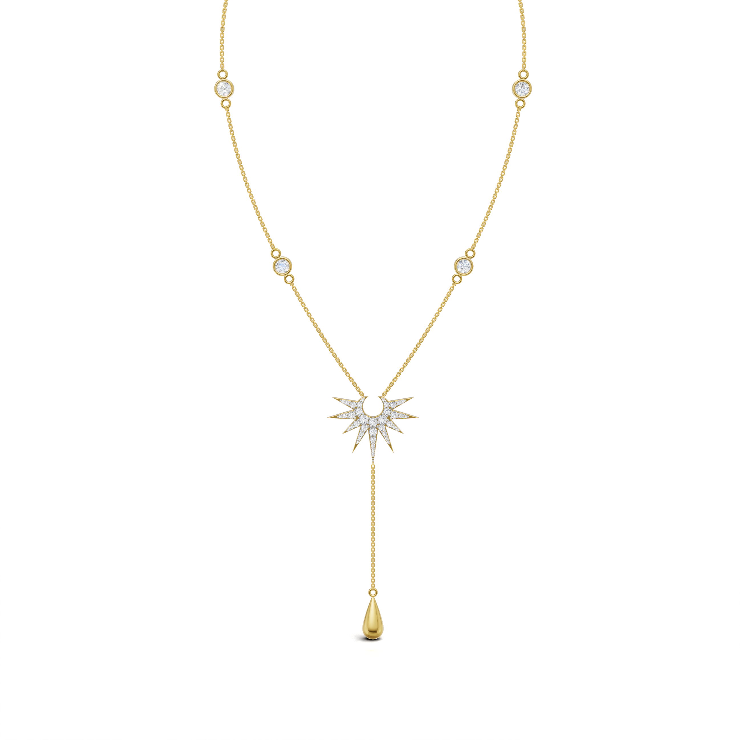 Bezel station Sun drop Necklace