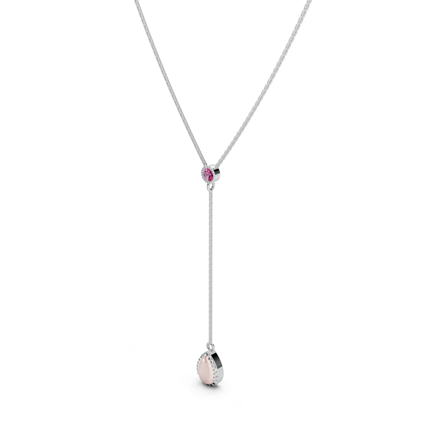 Opal Drop Pink Gemstone Necklace