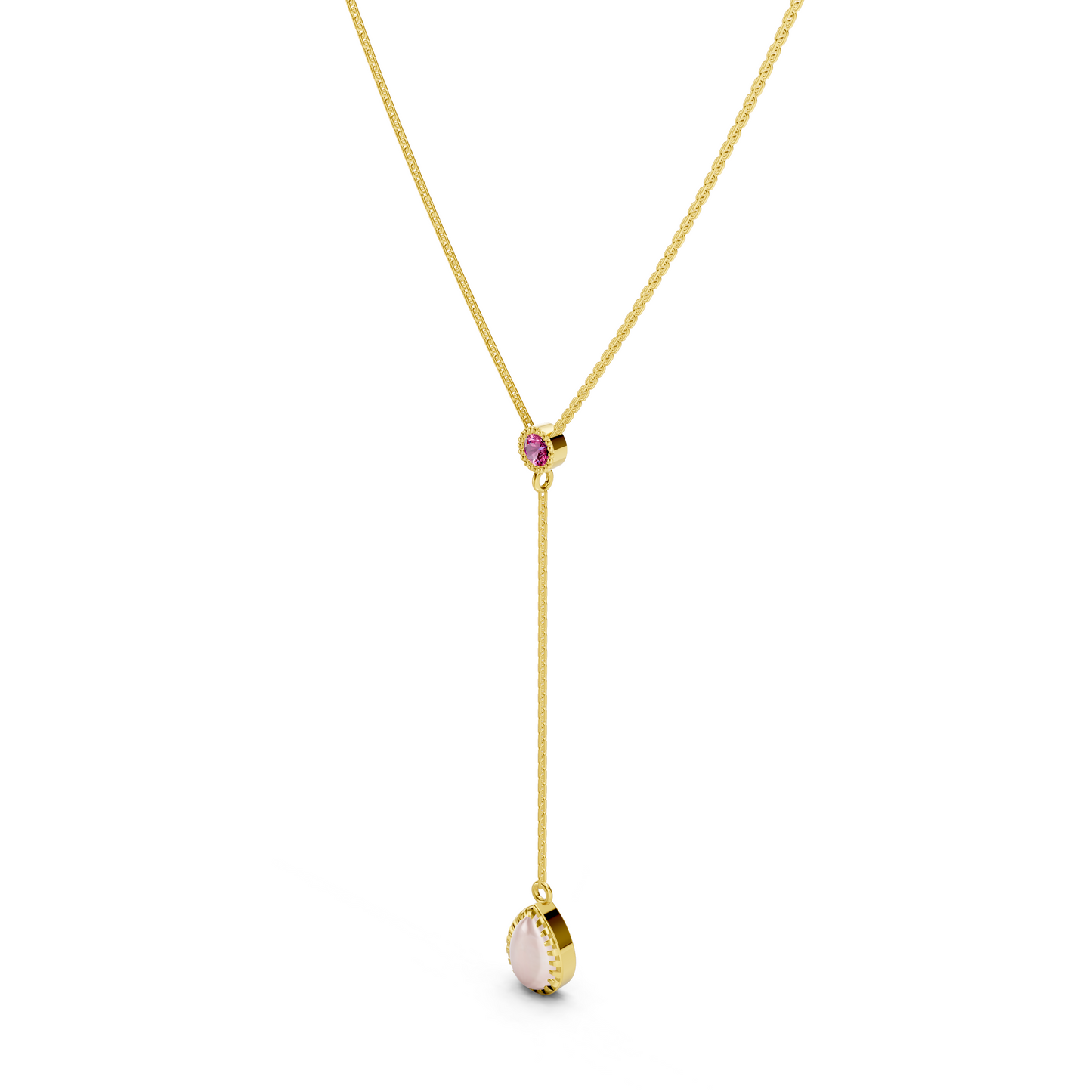 Opal Drop Pink Gemstone Necklace
