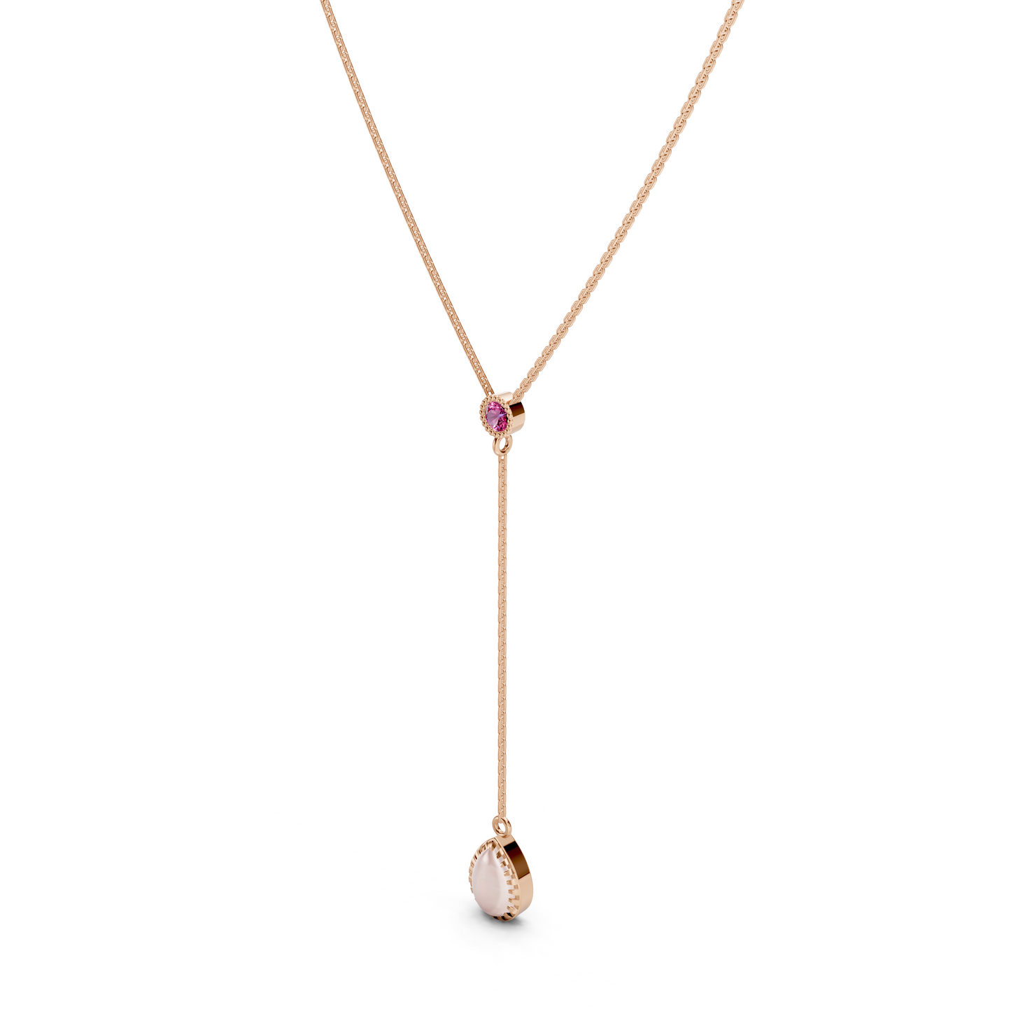 Opal Drop Pink Gemstone Necklace