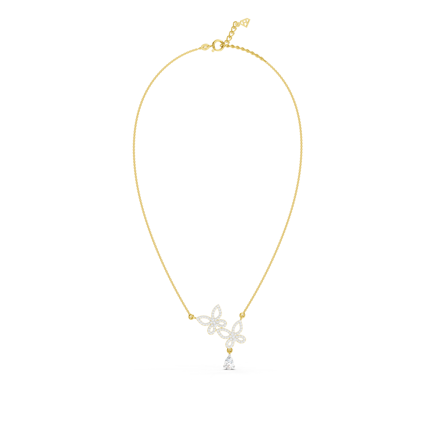 Collier double papillon en forme de poire