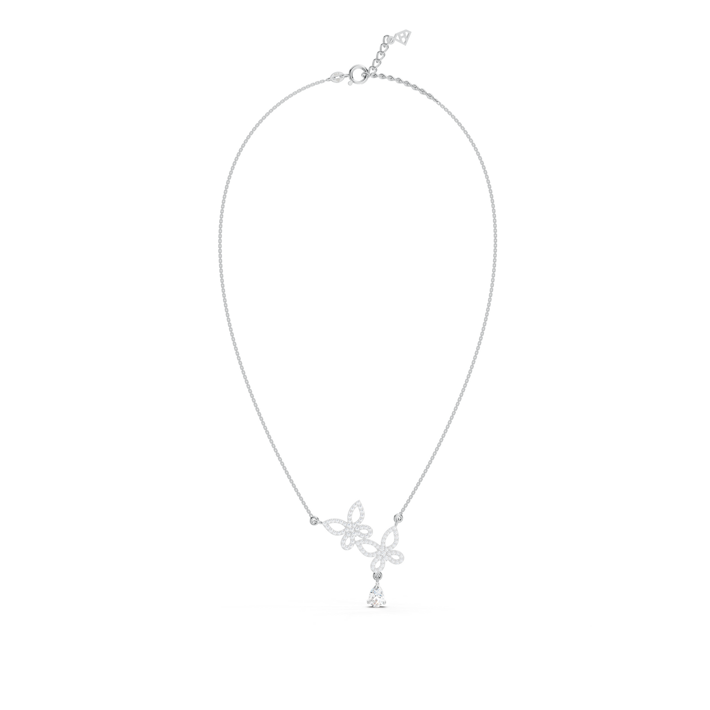 Collier double papillon en forme de poire