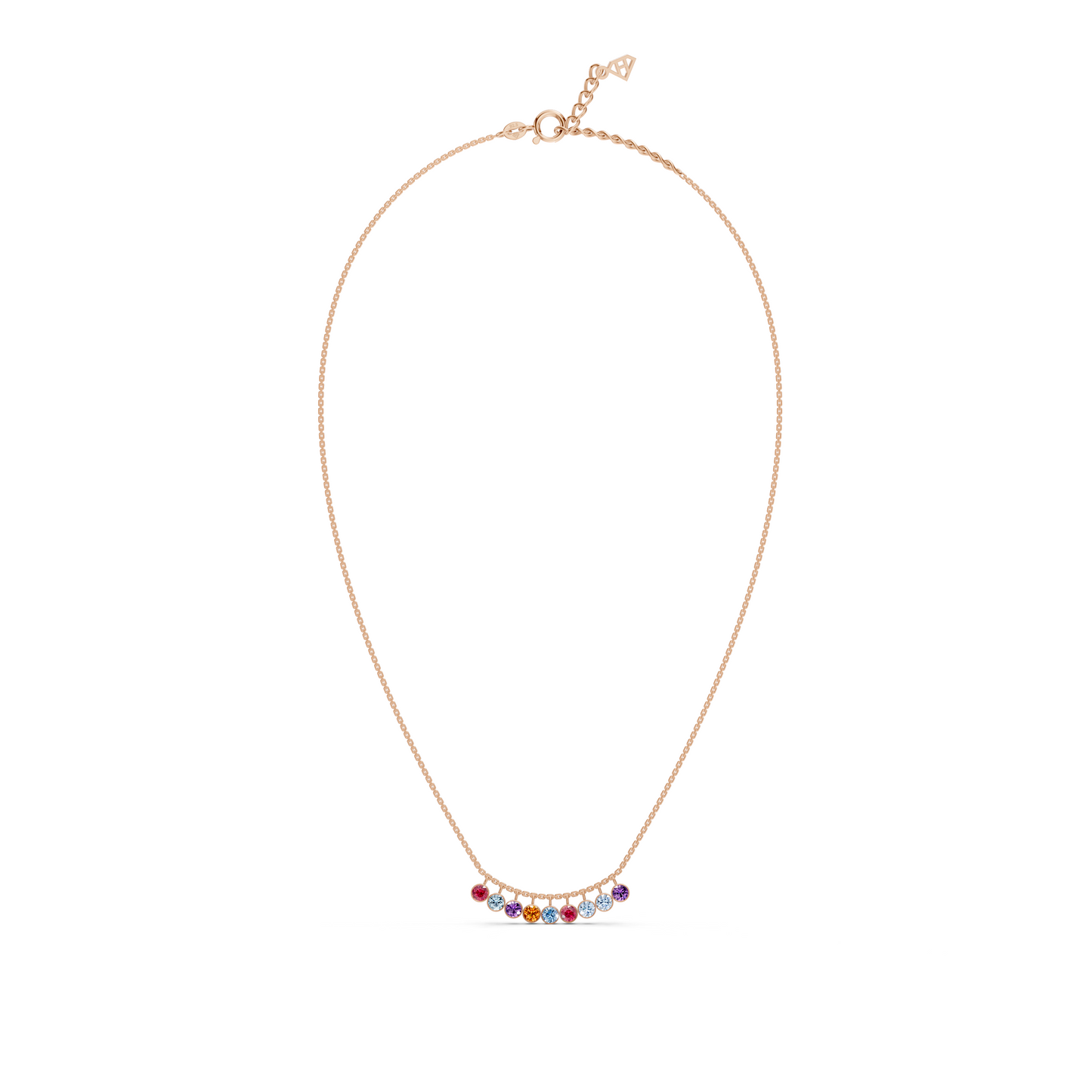 Multicolor bezel set Diamond Necklace