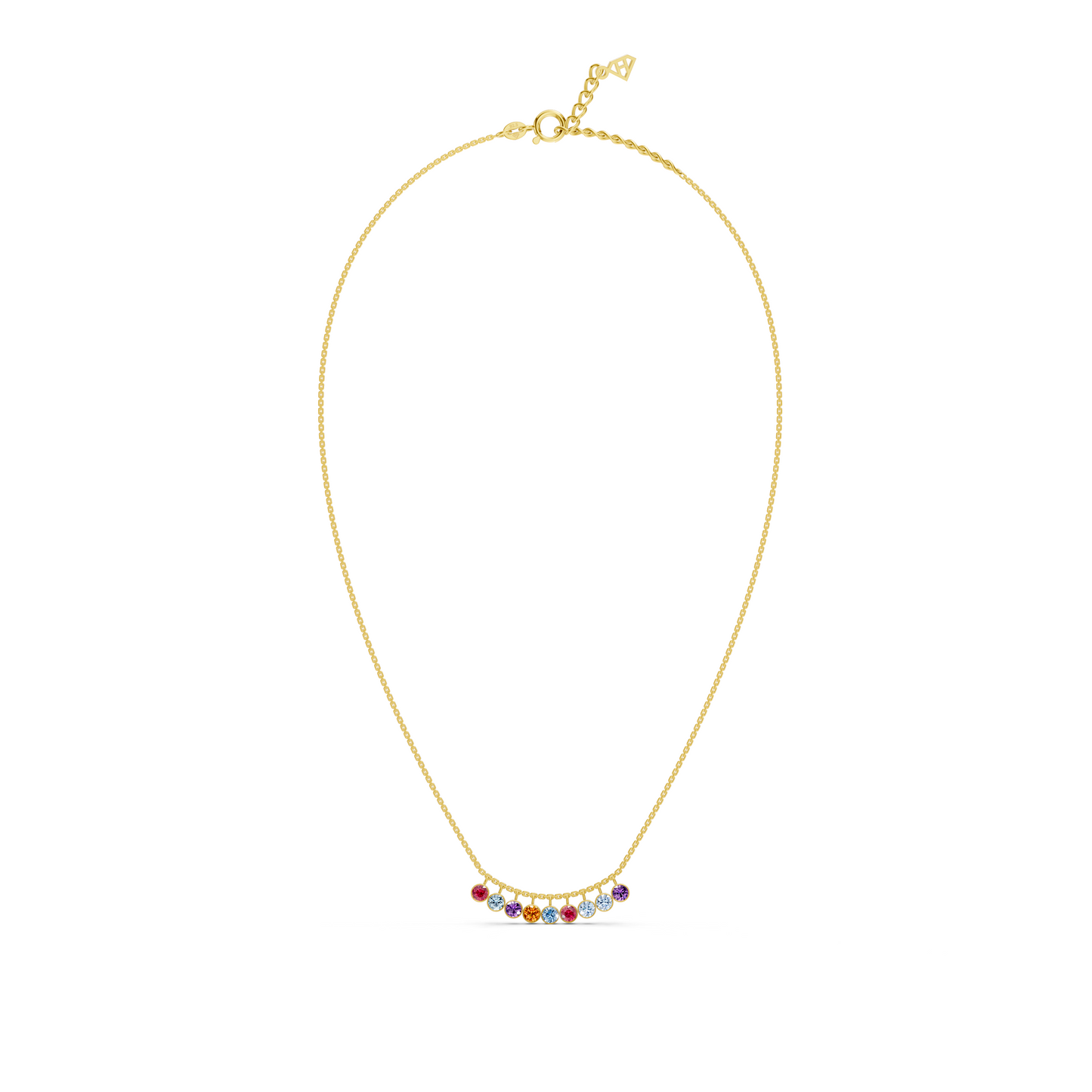 Multicolor bezel set Diamond Necklace