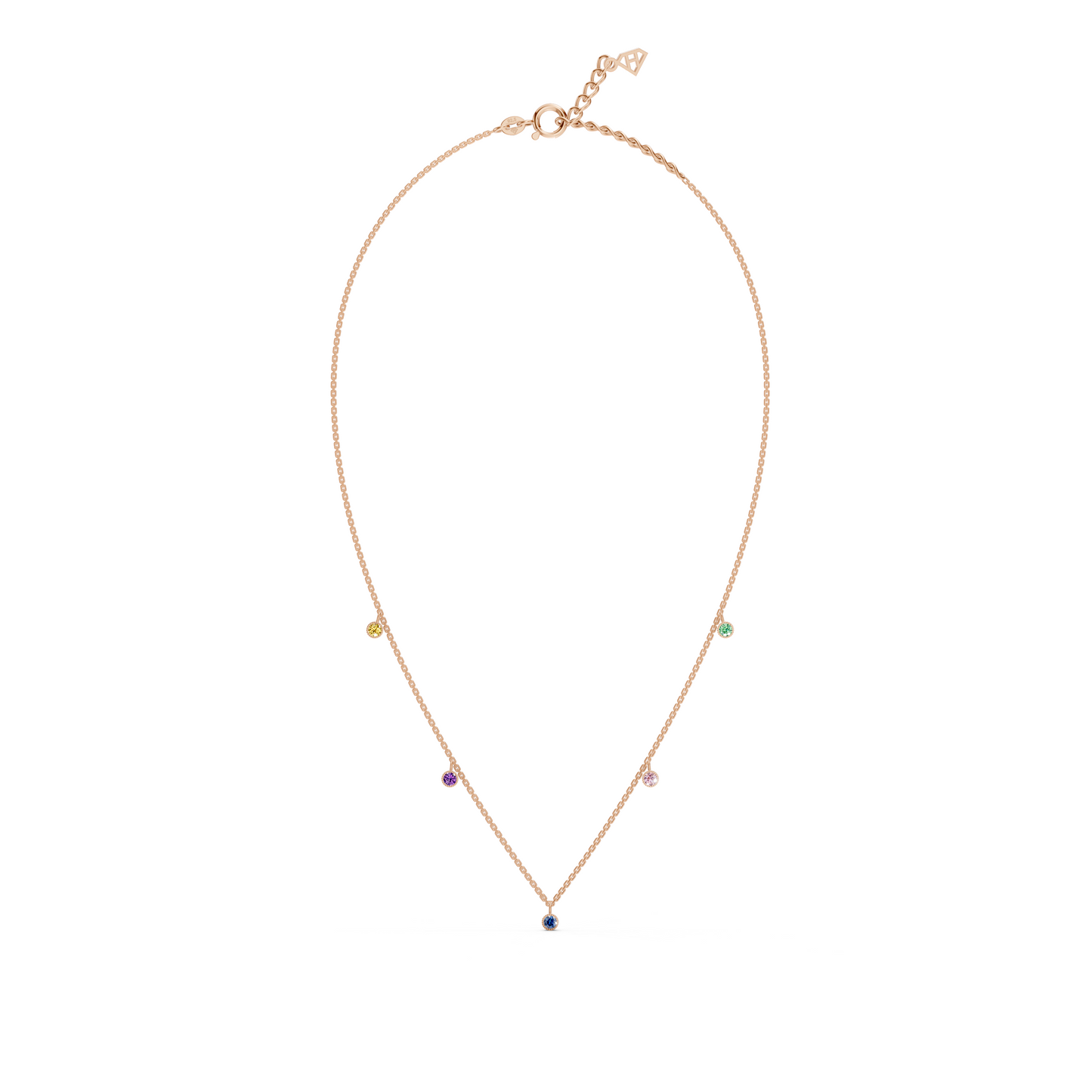 Multicolor Besel set station necklace
