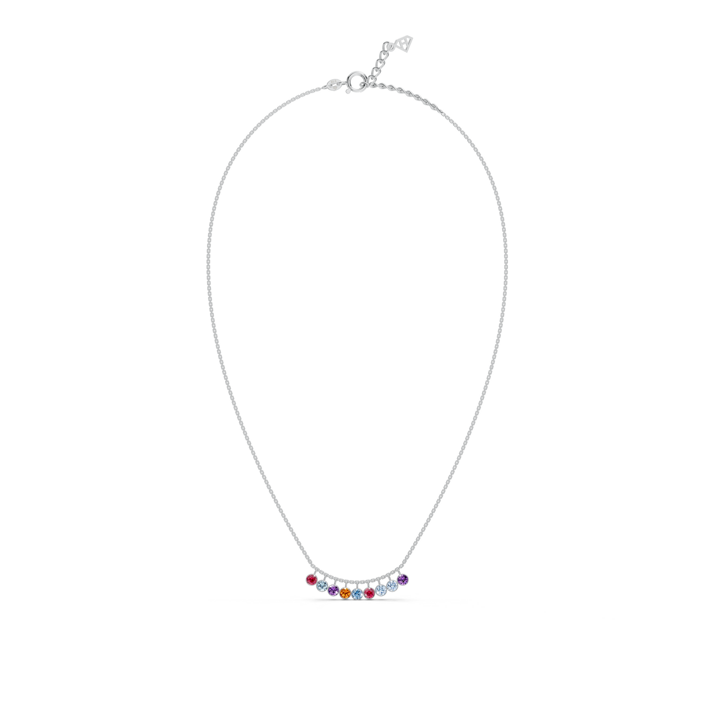 Multicolor bezel set Diamond Necklace