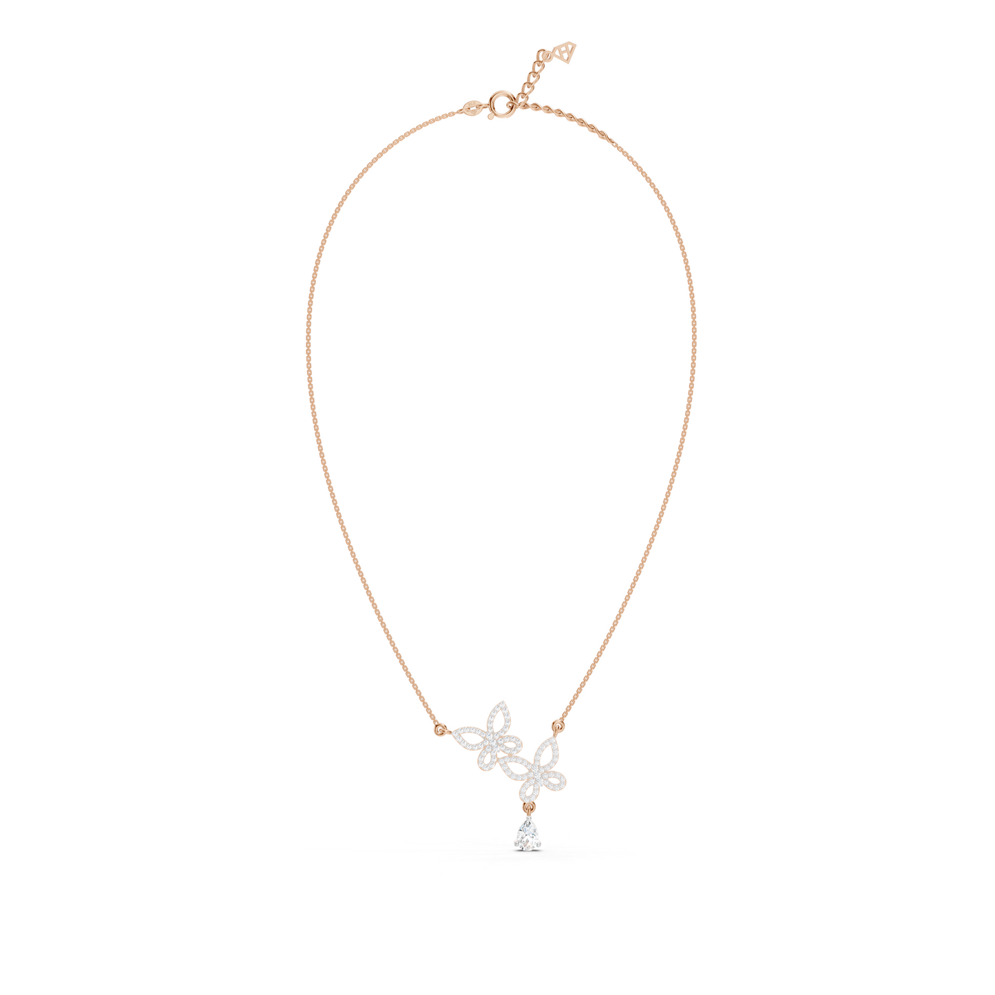 Collier double papillon en forme de poire