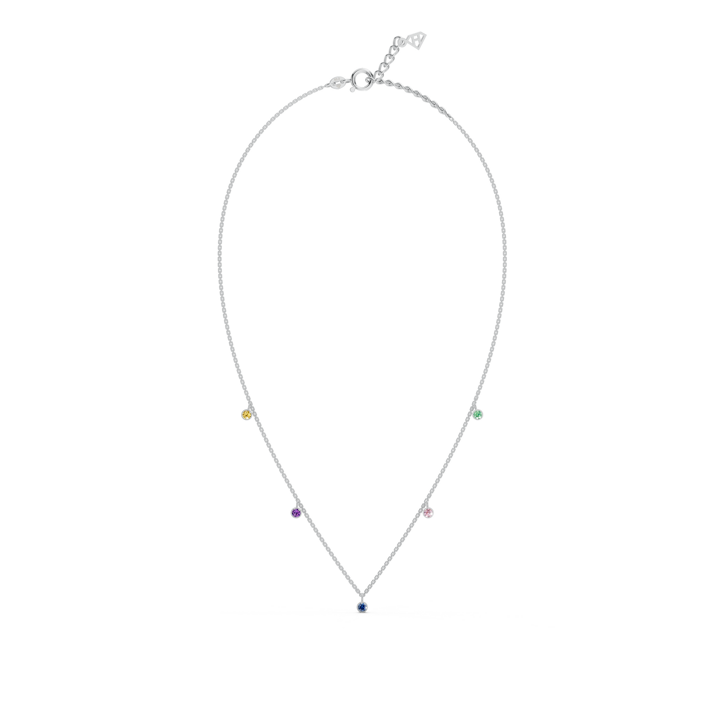 Multicolor Besel set station necklace