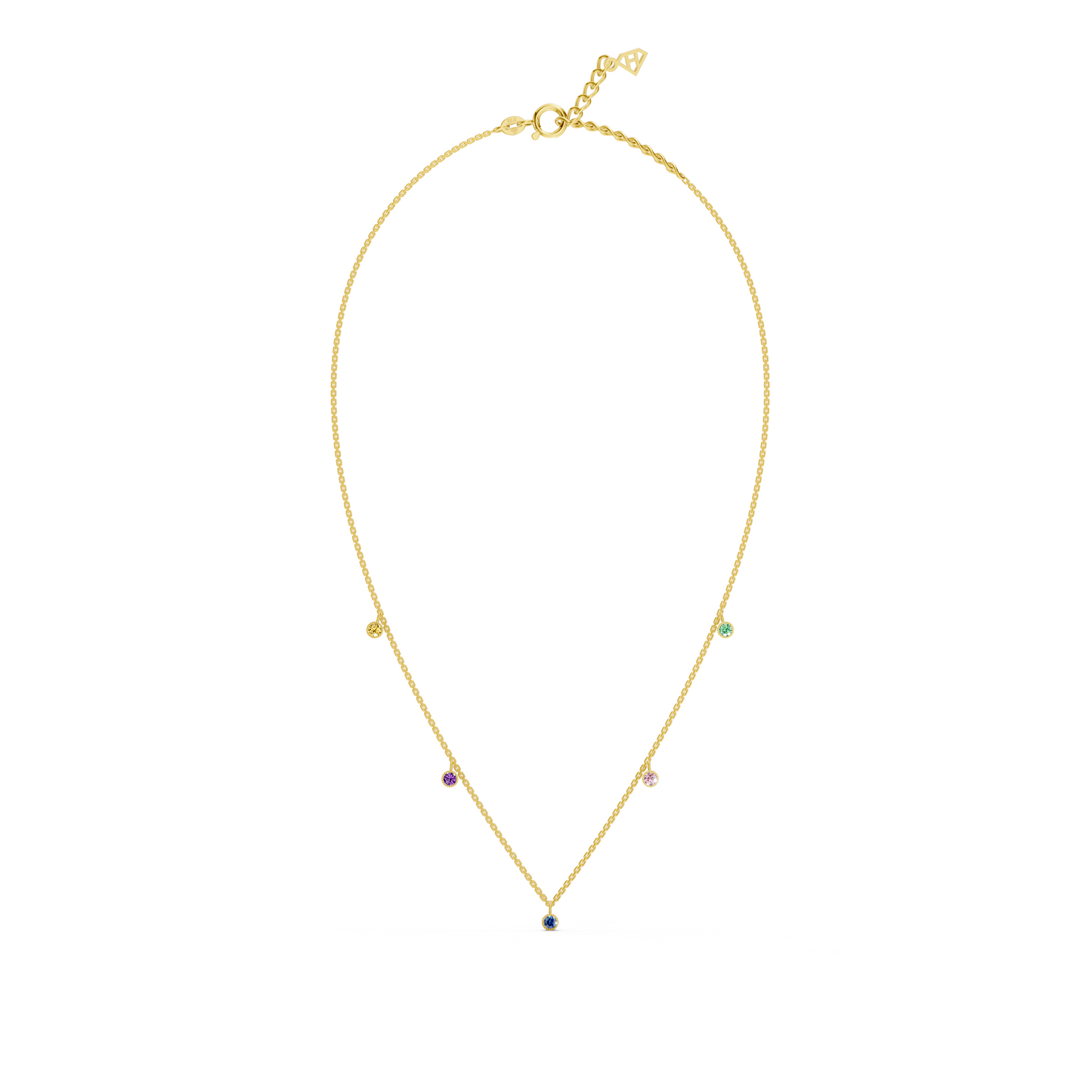 Multicolor Besel set station necklace