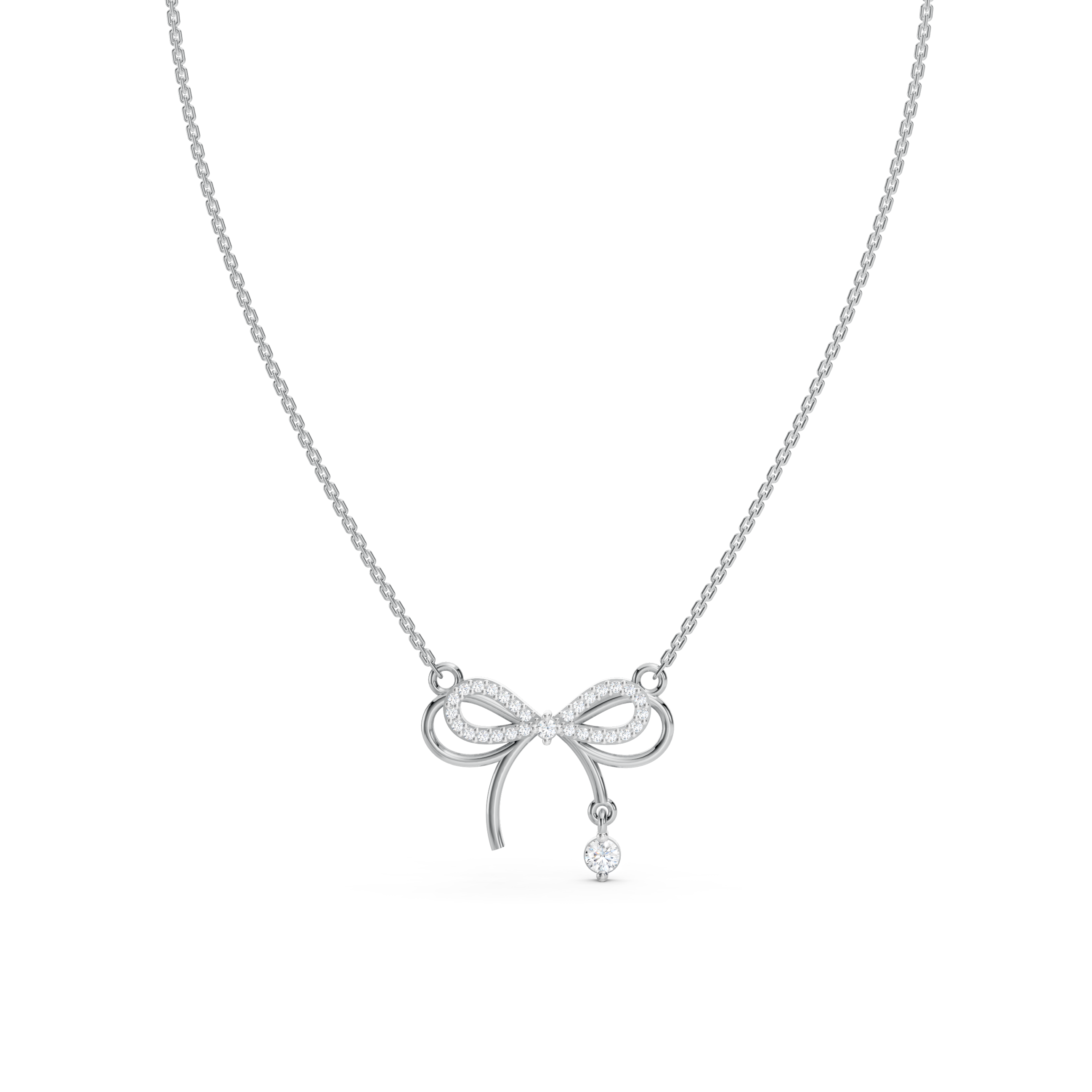 Solitaire Drop Bow Necklace
