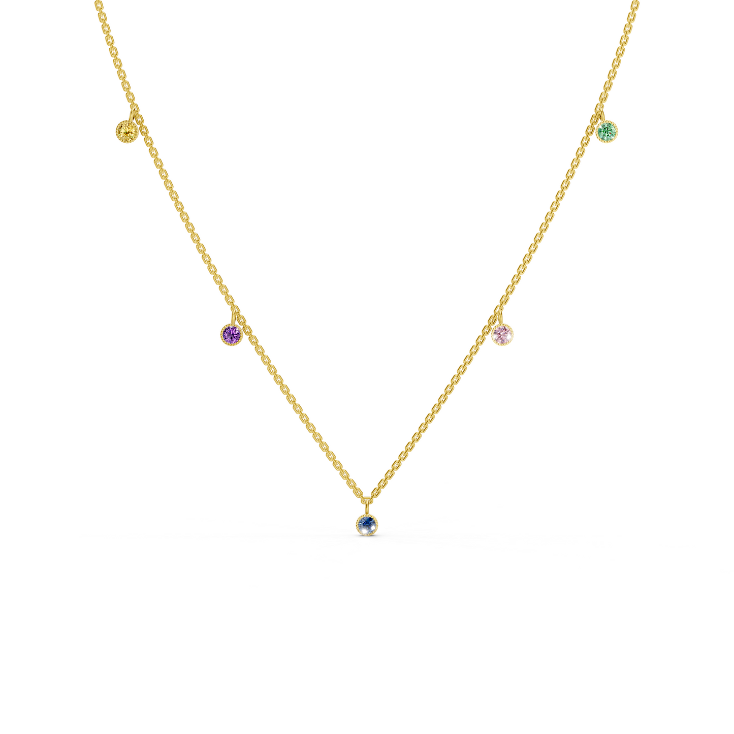 Multicolor Besel set station necklace
