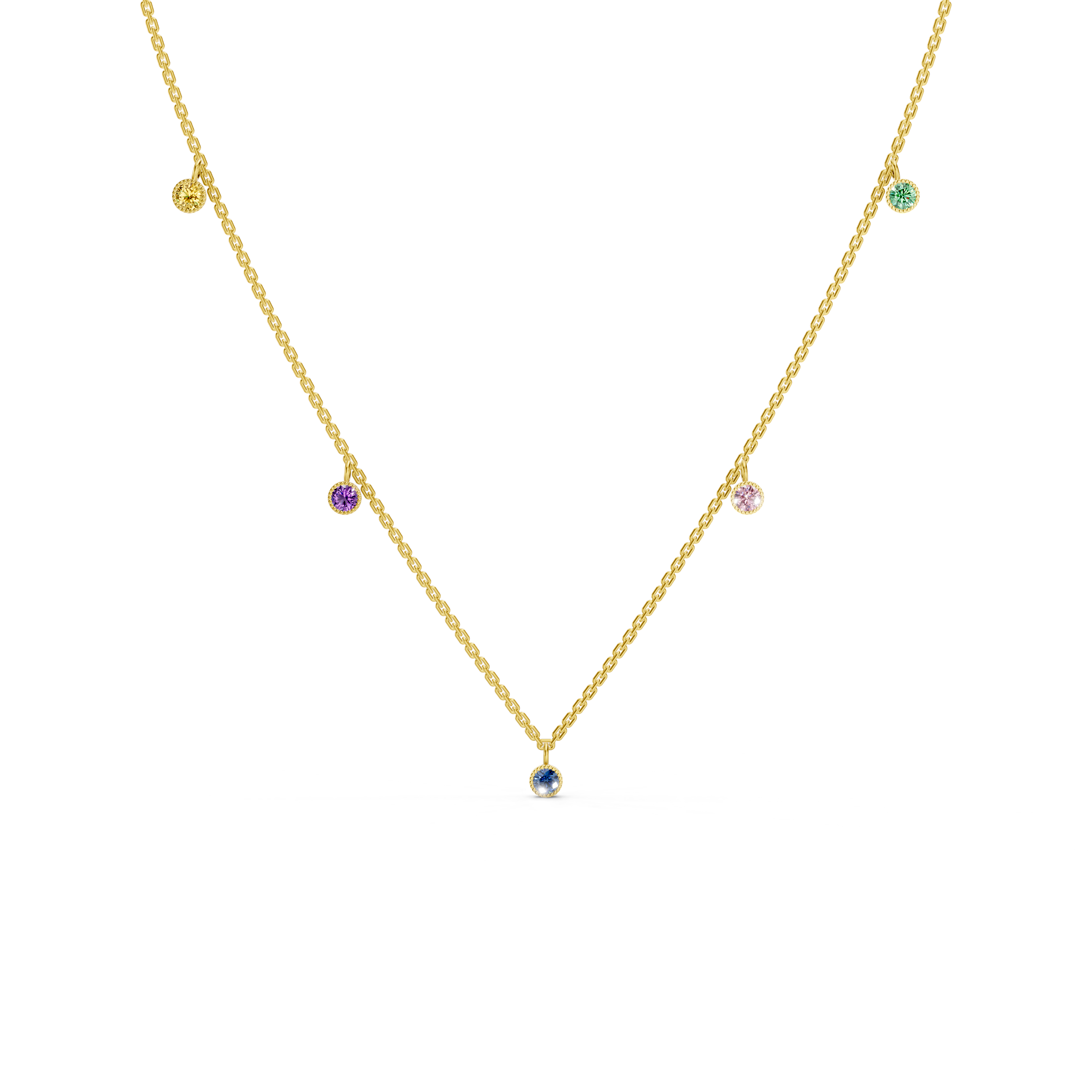 Multicolor Besel set station necklace