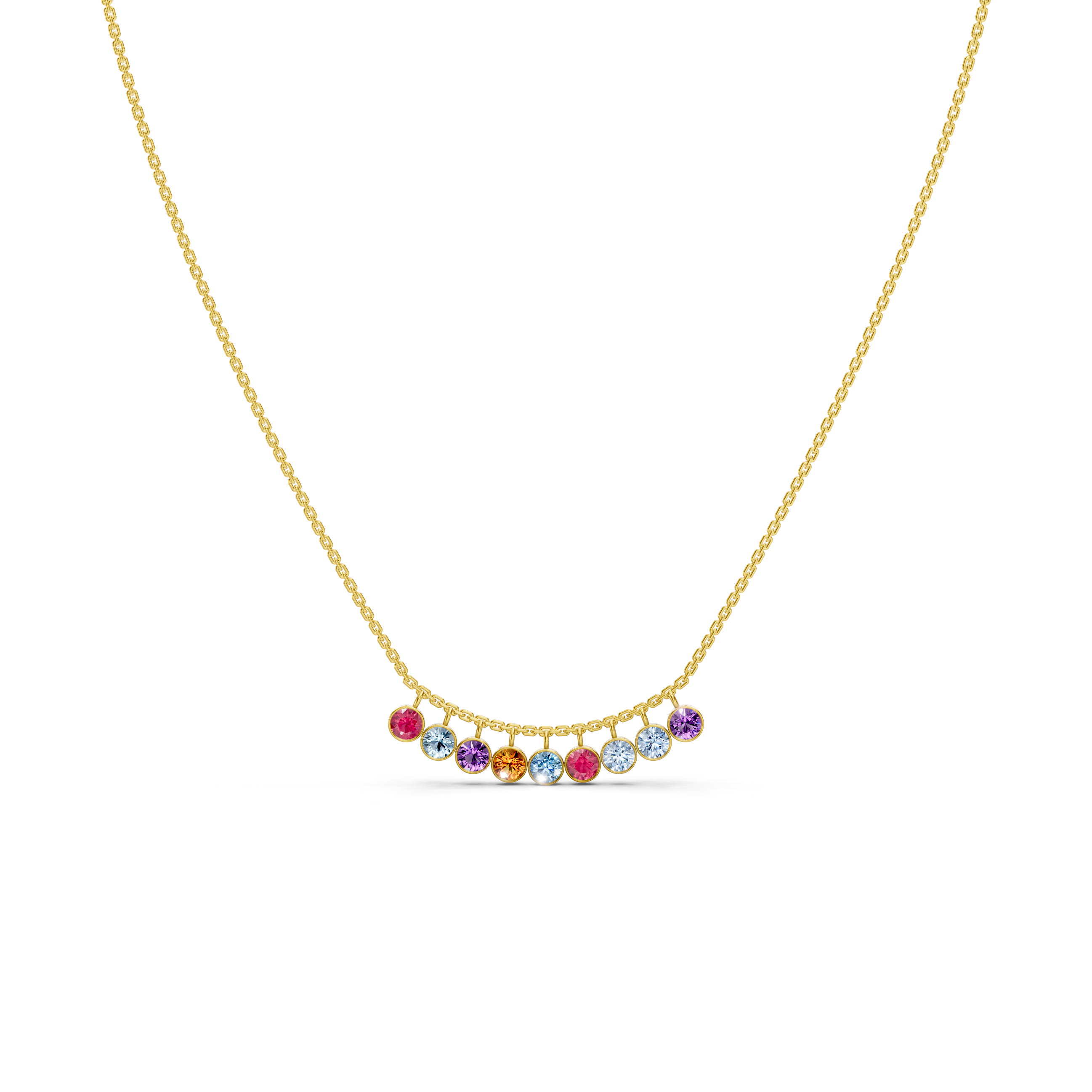 Multicolor bezel set Diamond Necklace