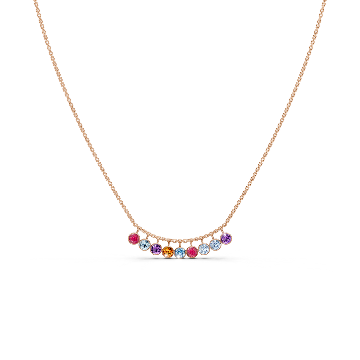 Multicolor bezel set Diamond Necklace