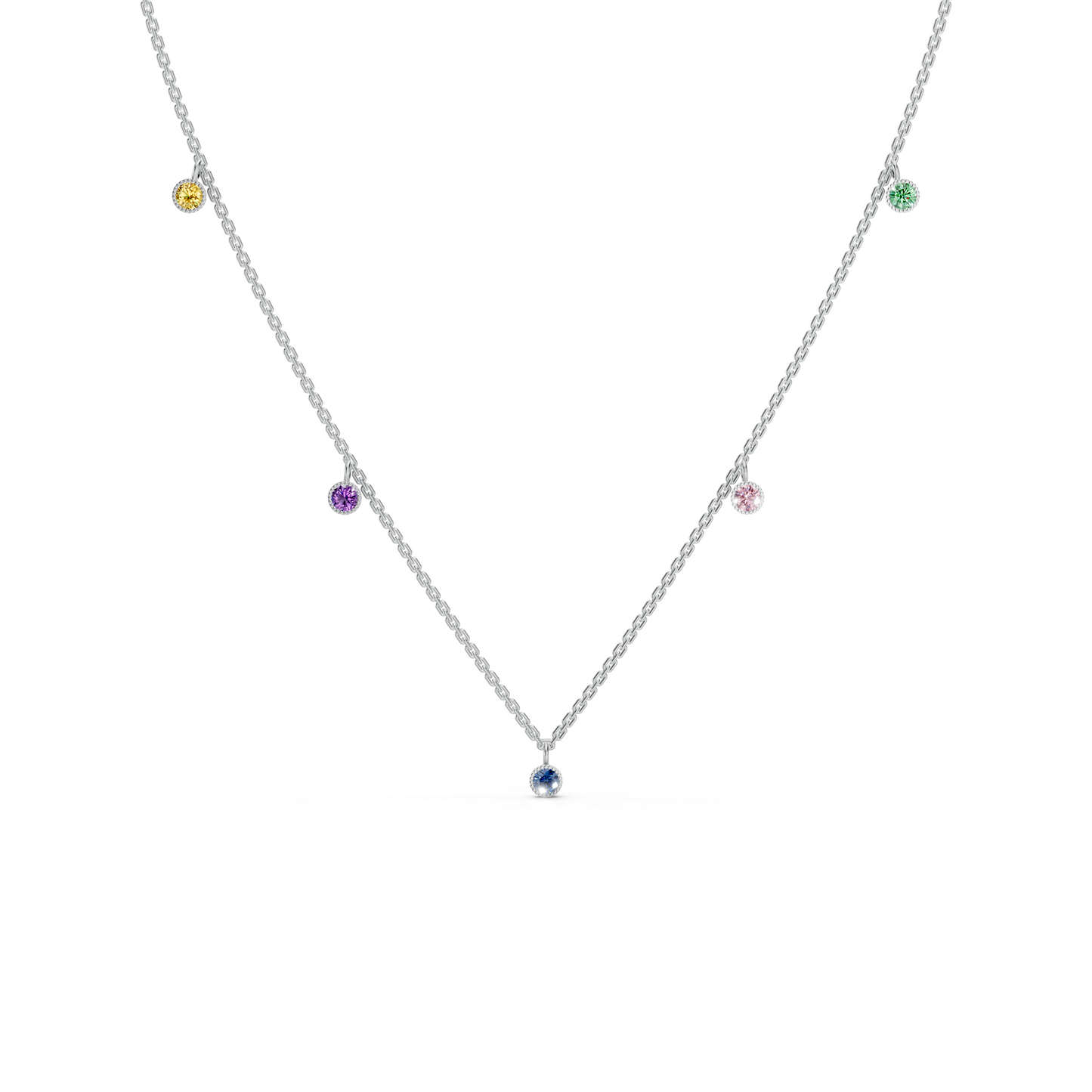 Multicolor Besel set station necklace