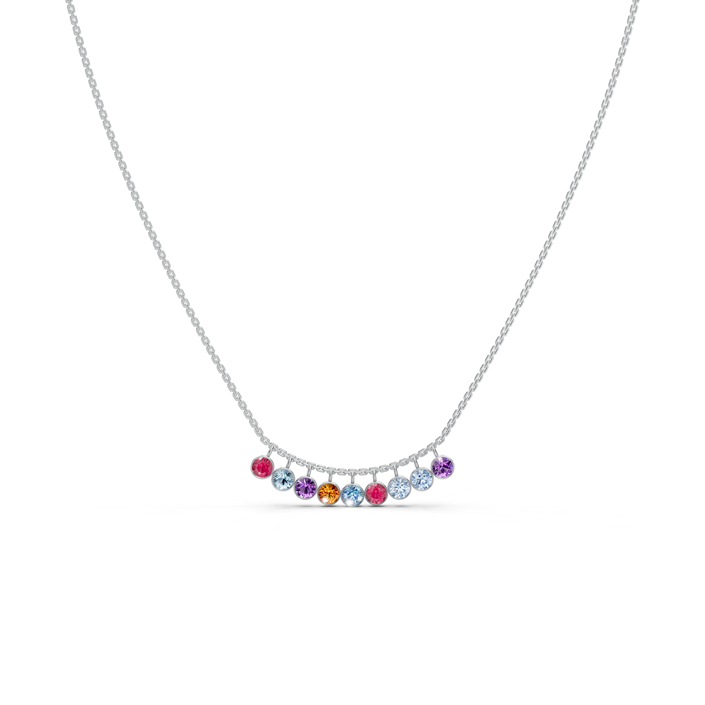 Multicolor bezel set Diamond Necklace