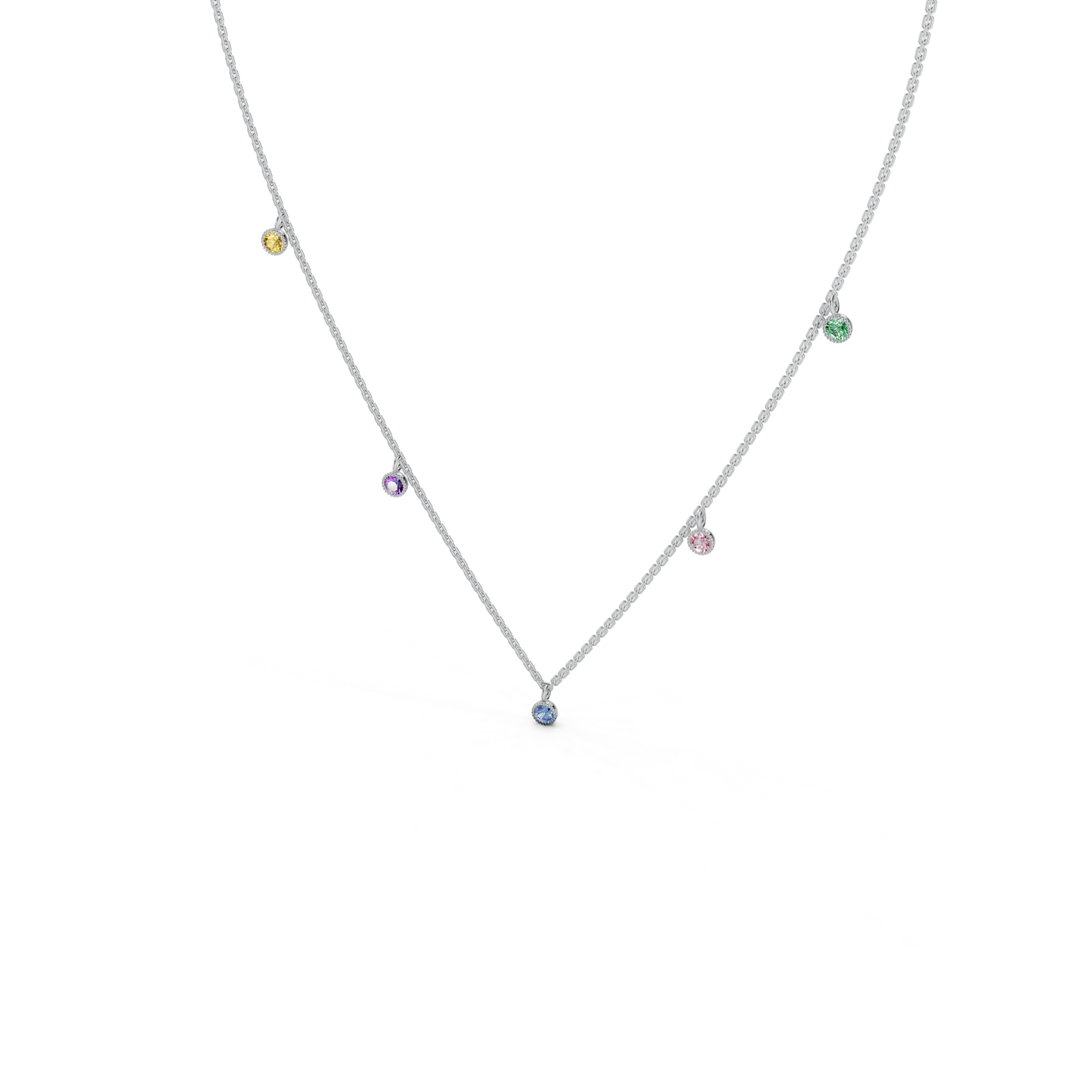 Multicolor Besel set station necklace