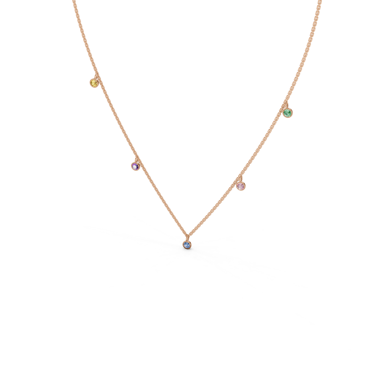 Multicolor Besel set station necklace