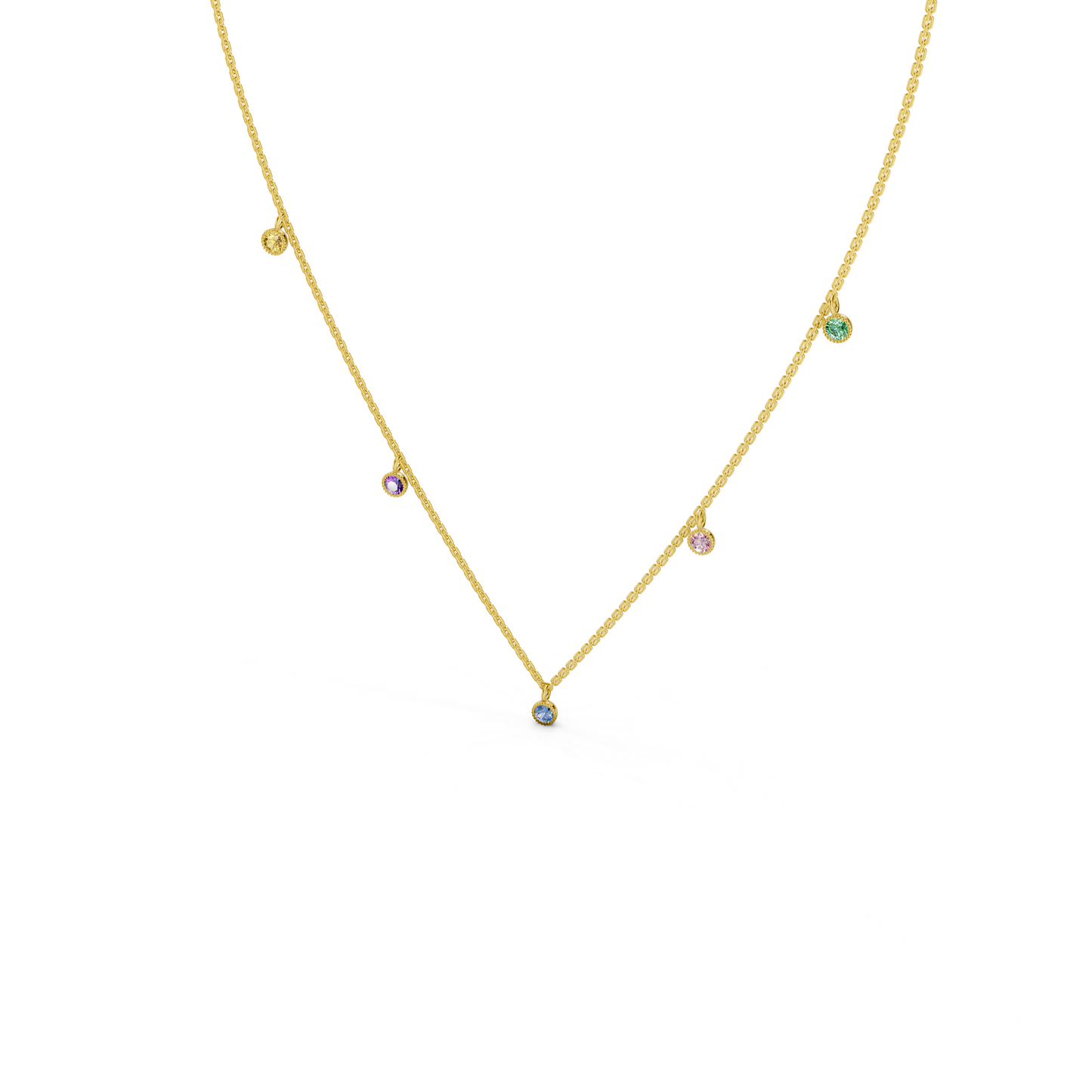 Multicolor Besel set station necklace
