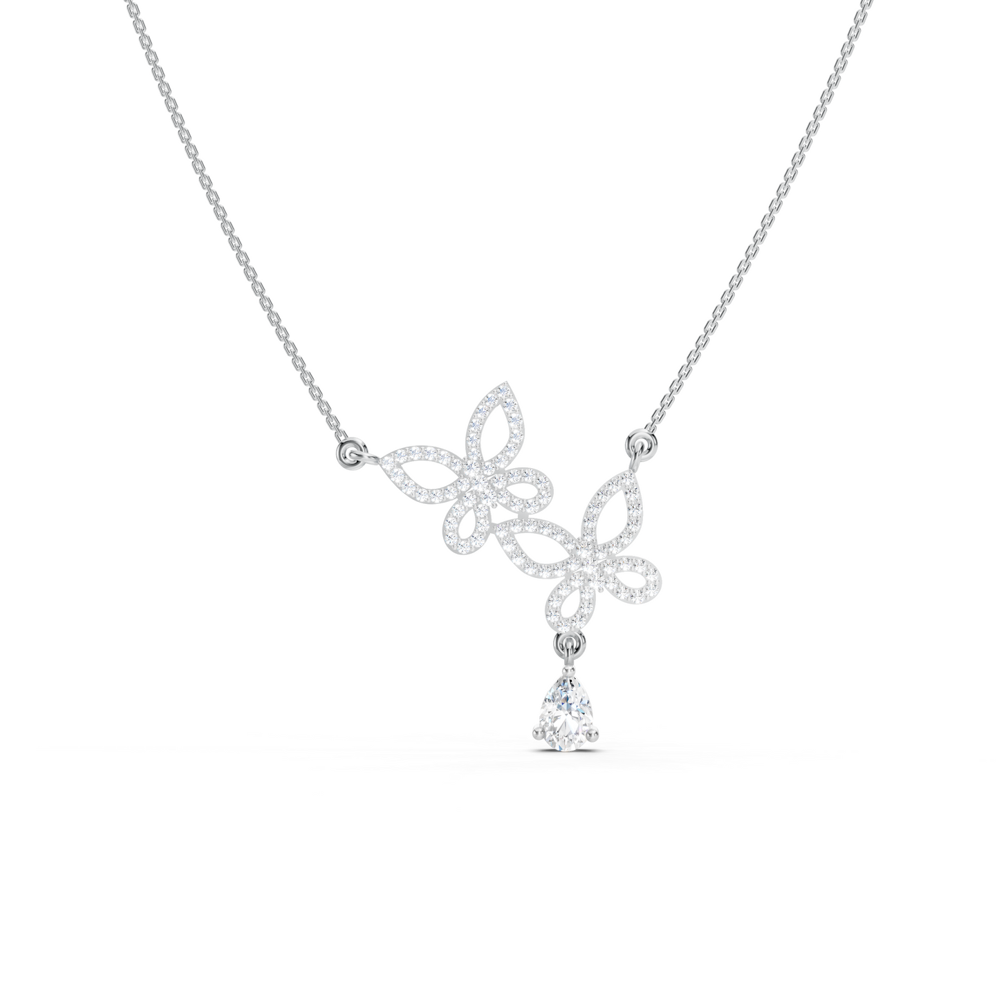 Collier double papillon en forme de poire