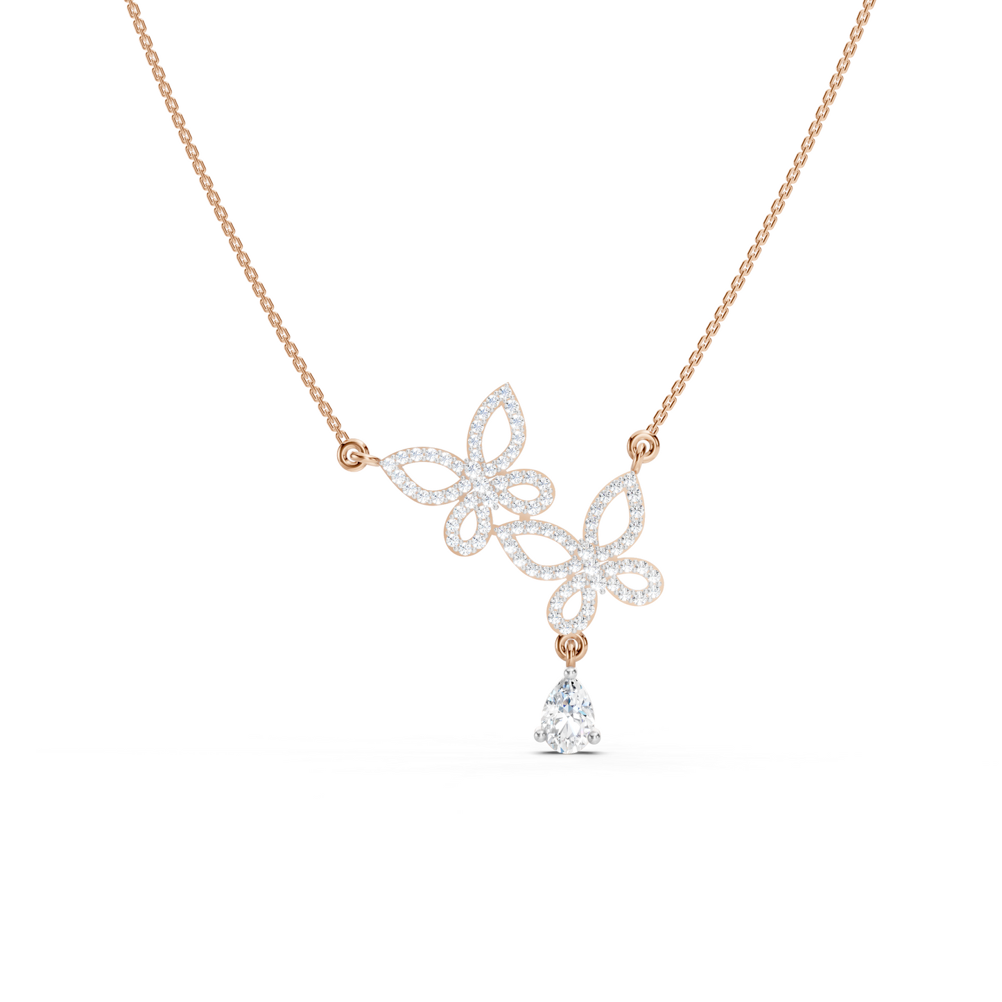 Collier double papillon en forme de poire