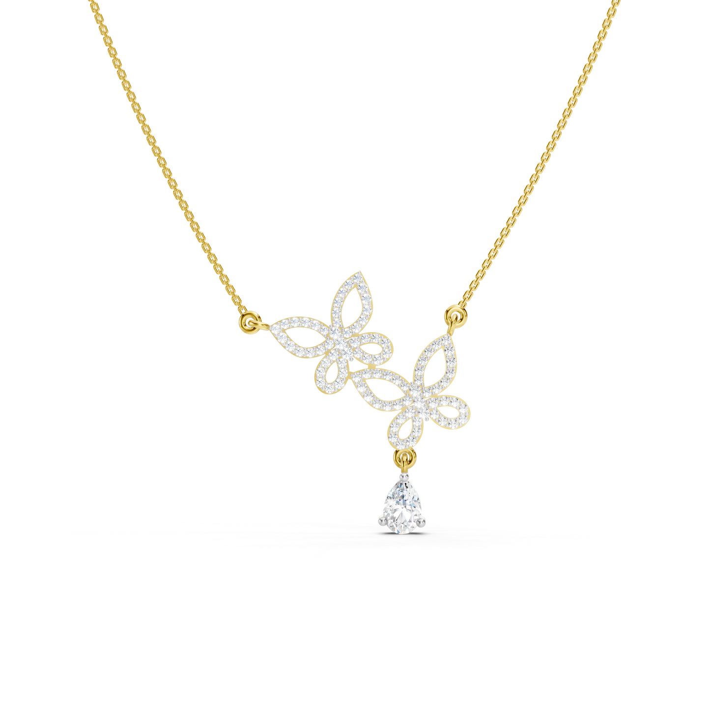 Collier double papillon en forme de poire