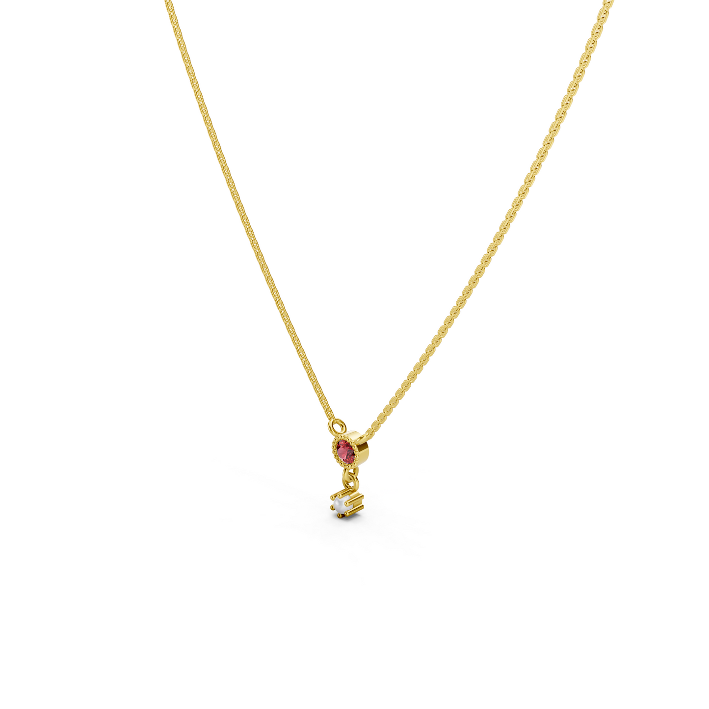 Pearl Drop Pink Gemstone Necklace