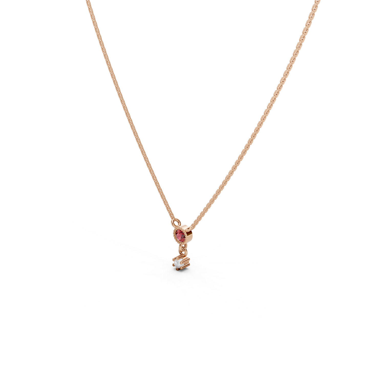 Pearl Drop Pink Gemstone Necklace