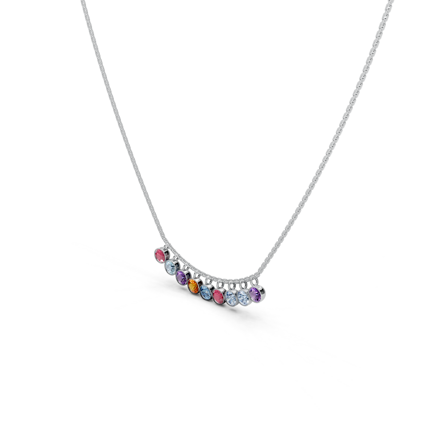 Multicolor bezel set Diamond Necklace