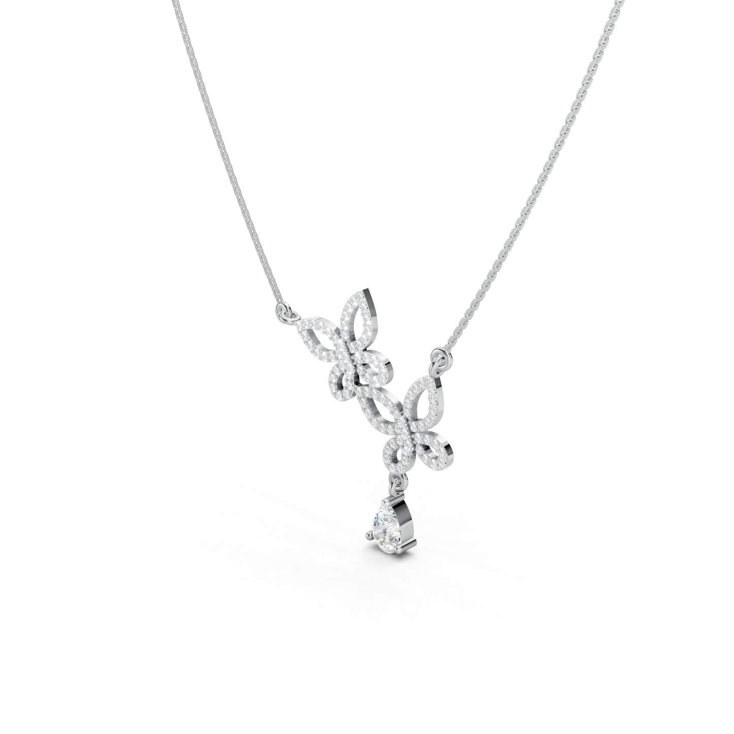 Collier double papillon en forme de poire