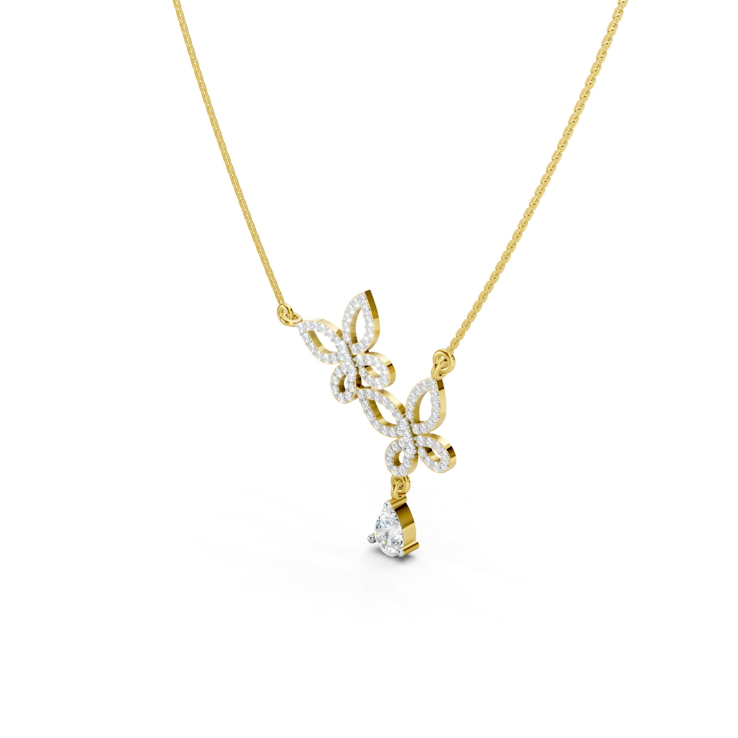Collier double papillon en forme de poire