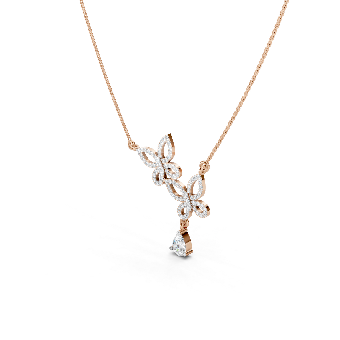 Collier double papillon en forme de poire