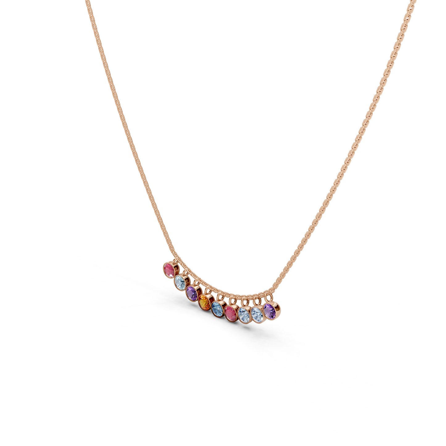 Multicolor bezel set Diamond Necklace