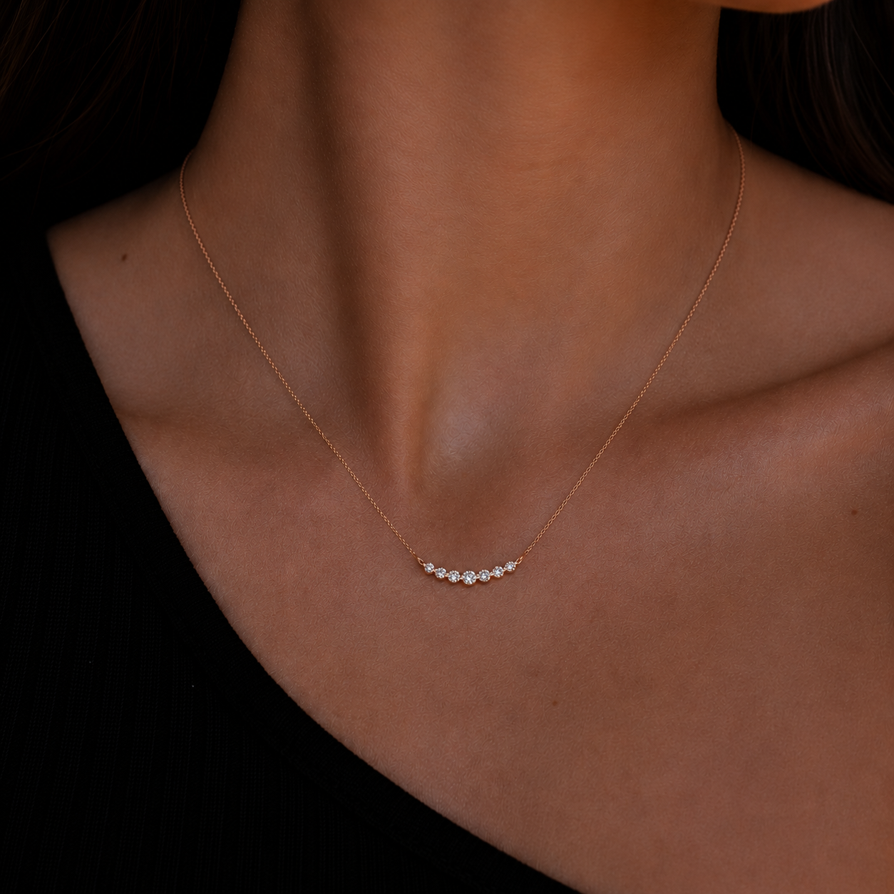 Sleek Diamond Curve Necklace