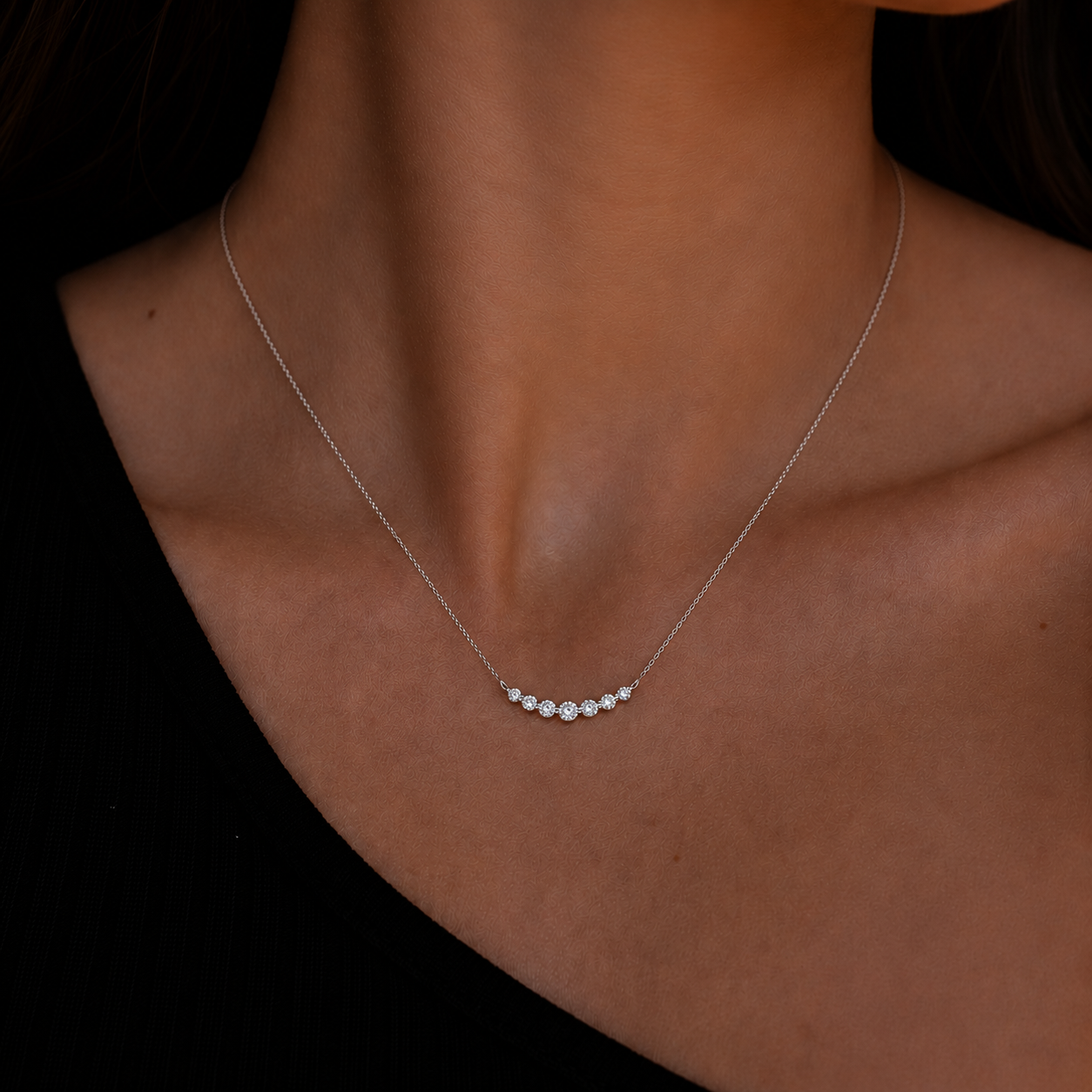 Sleek Diamond Curve Necklace