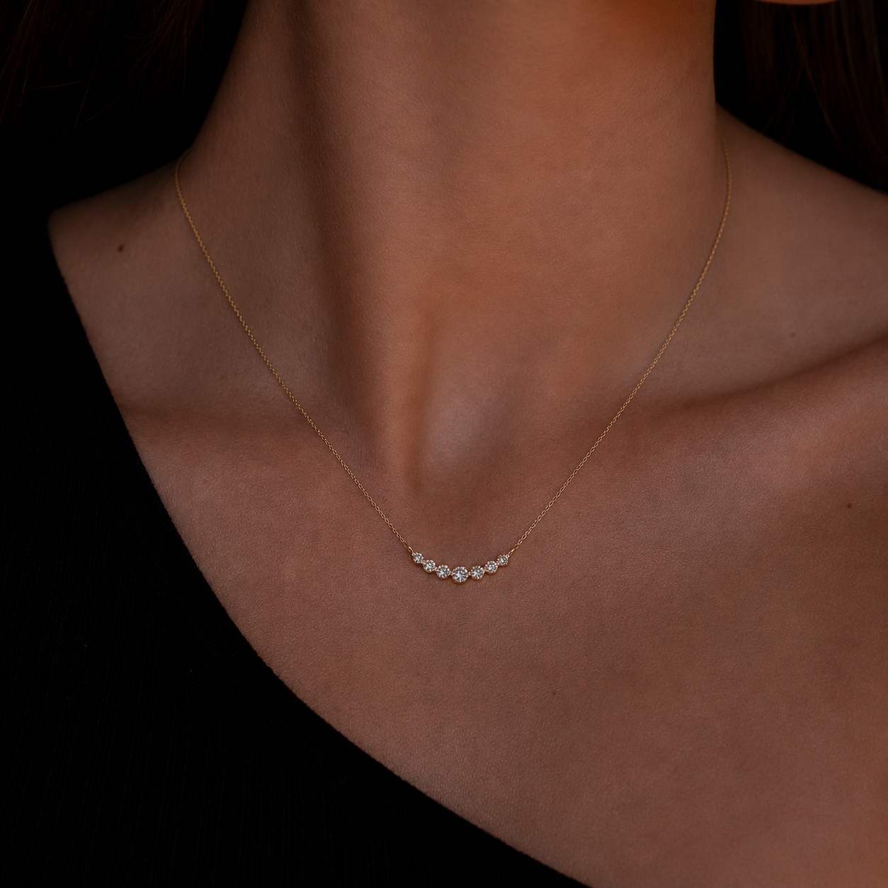 Sleek Diamond Curve Necklace