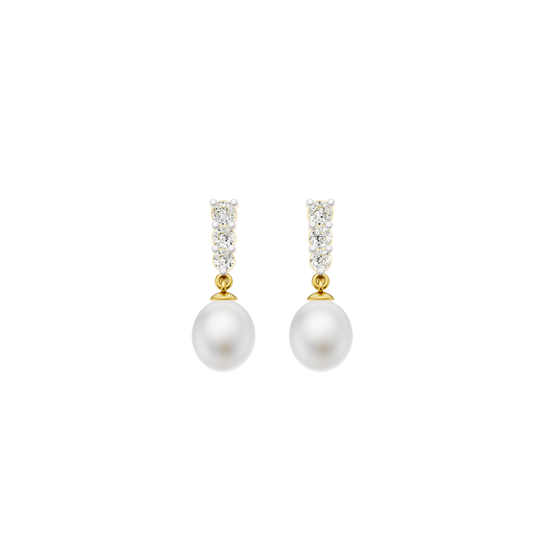Diamond Line Pearl Drop Set