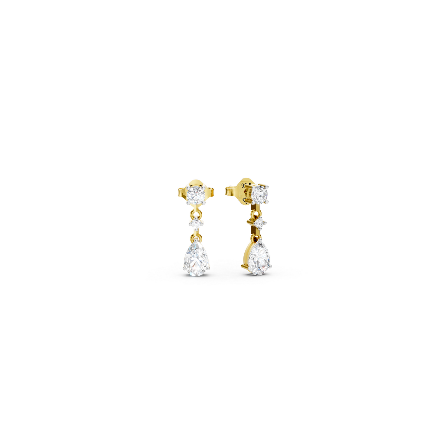 Solitaire Pear Drop Earrings