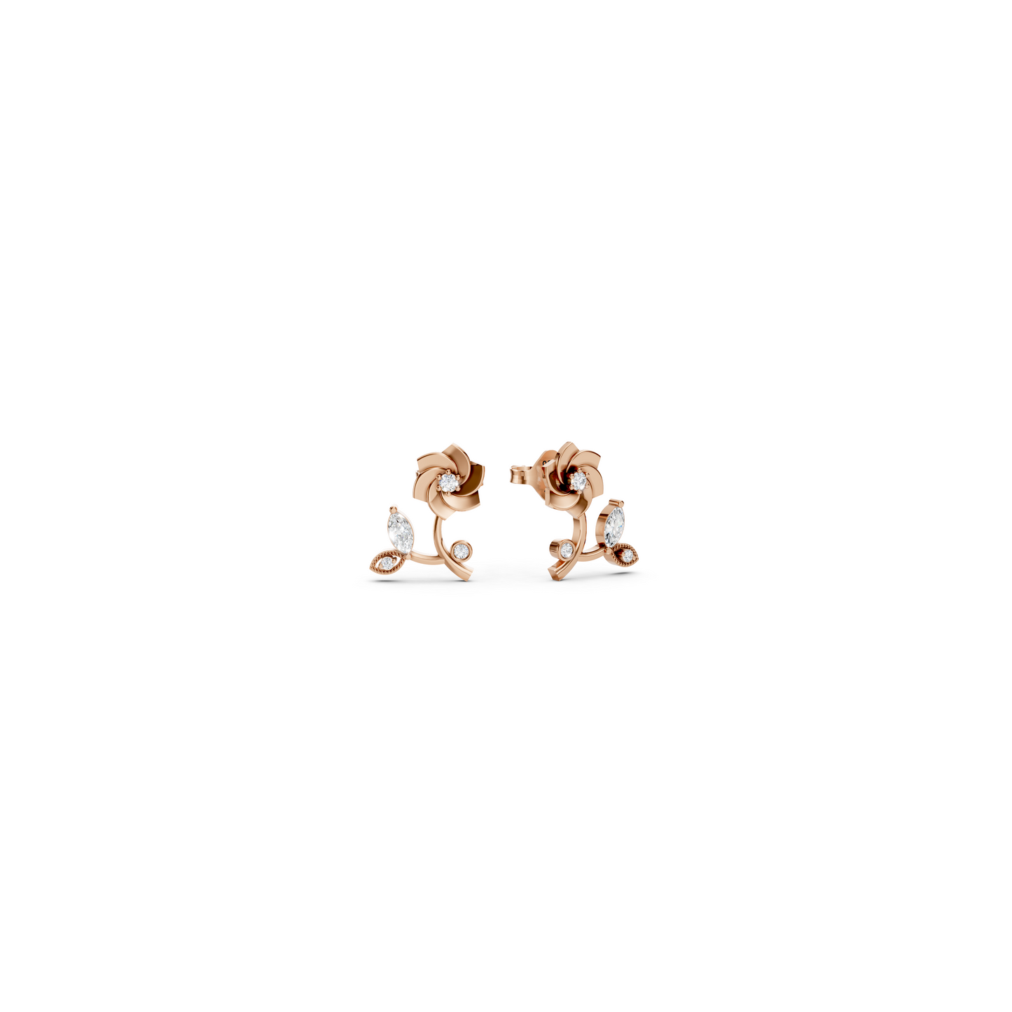 Boucles d'oreilles délicates en forme de rose