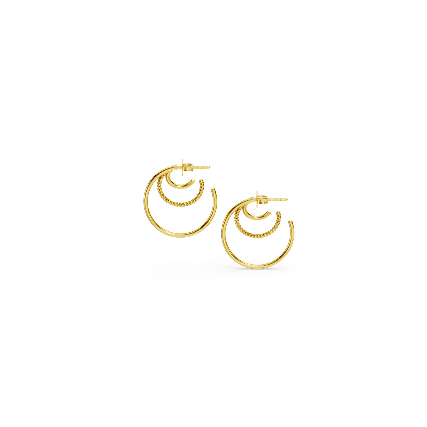 Boucles d'oreilles semi-créoles triples