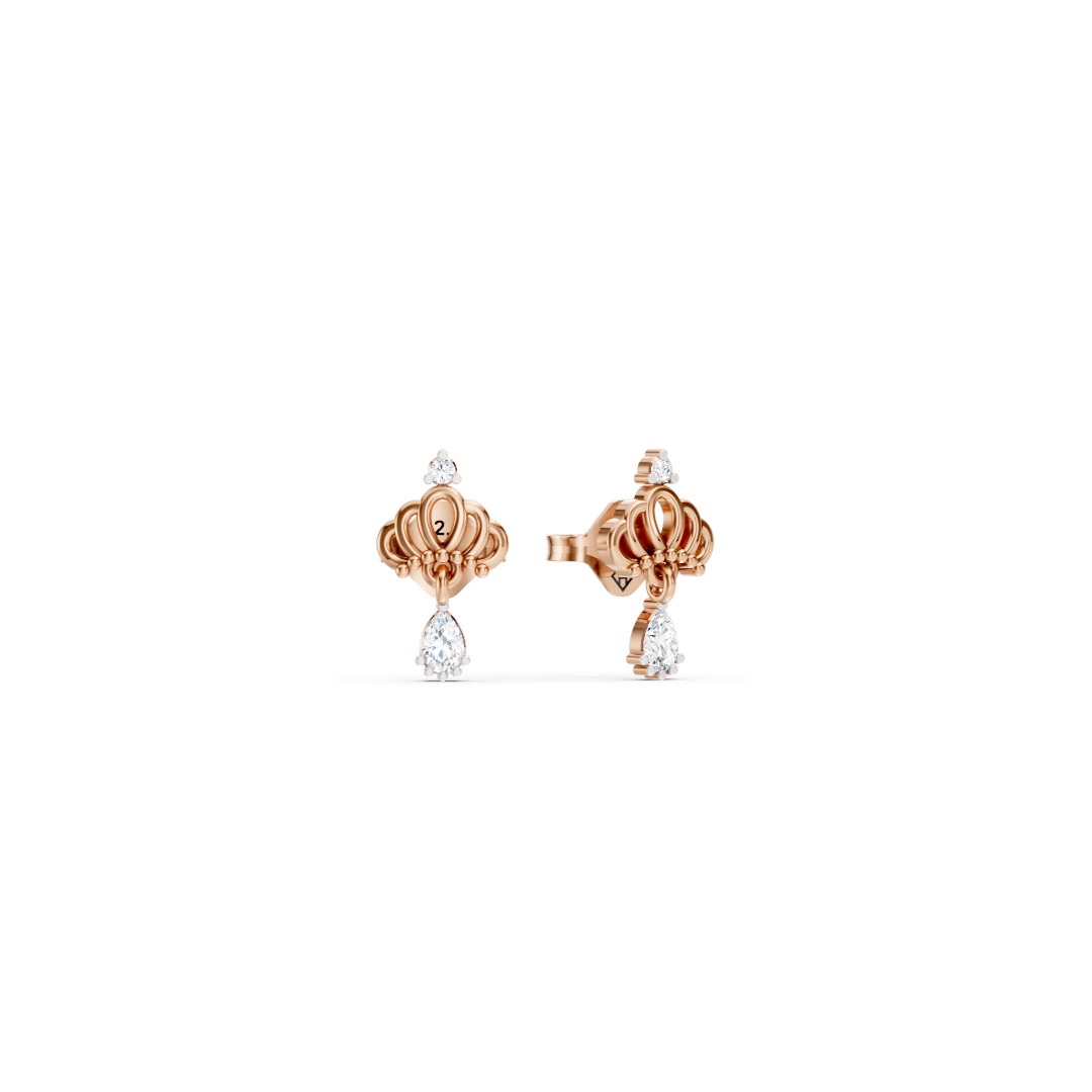 Pear Drop Crown Earrings